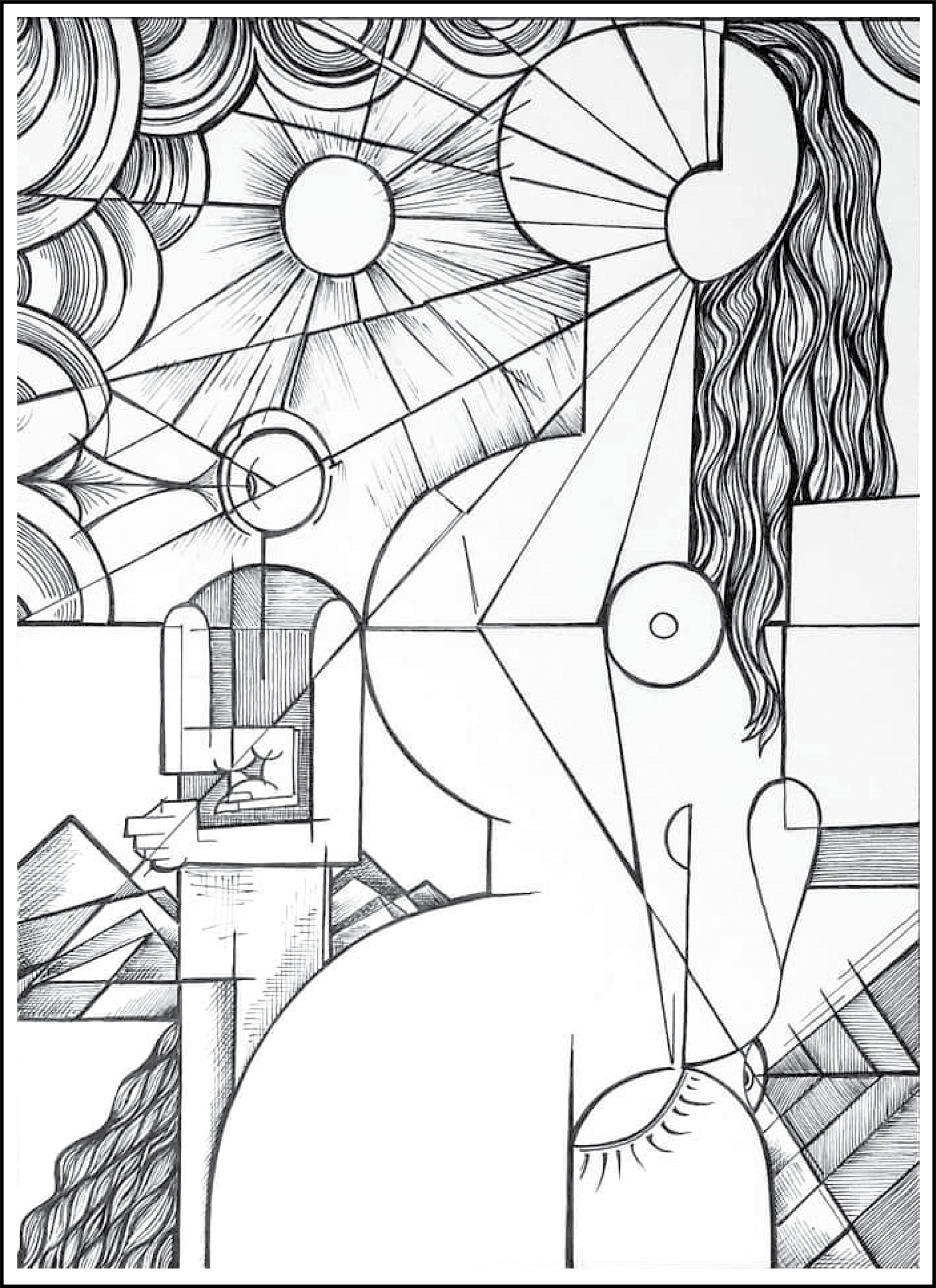 Behind The Curtain/For We Are All Onstage
pen and ink, 17"x14" $700CND