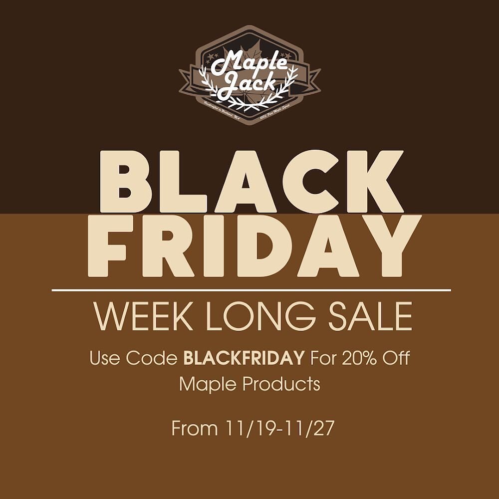 Enjoy 20% off all Maple Jack products for a whole week! From 11/18 to 11/27, indulge in the Smokey and rich flavors that Westwood&rsquo;s maple trees bring! Don&rsquo;t miss out on this syrup-erb Black Friday deal! 

&mdash;&mdash;&mdash;
🍁🍁🍁

#ma