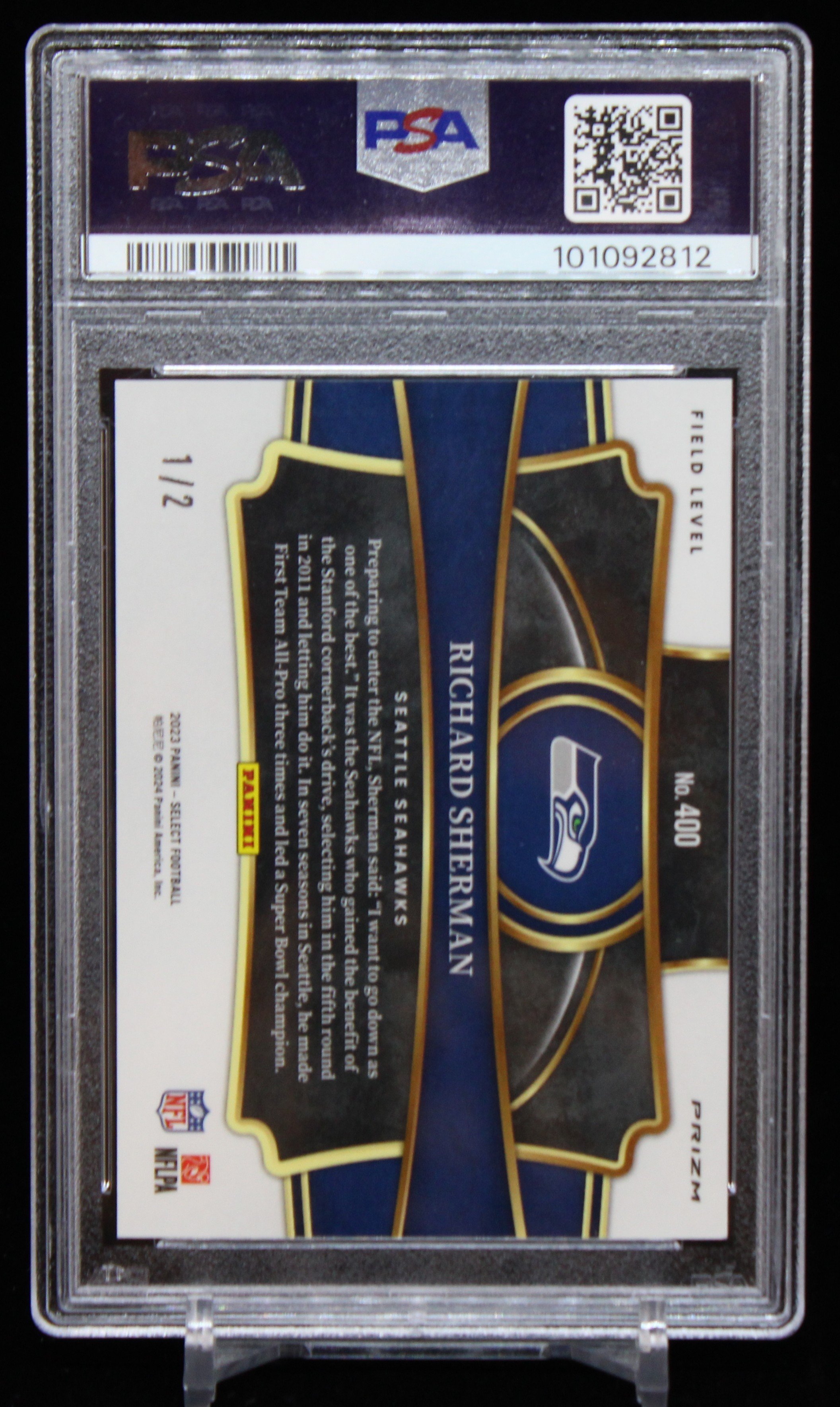 Richard Sherman Select 2023 Field Level Green-Black Snake PSA 9 B.JPG