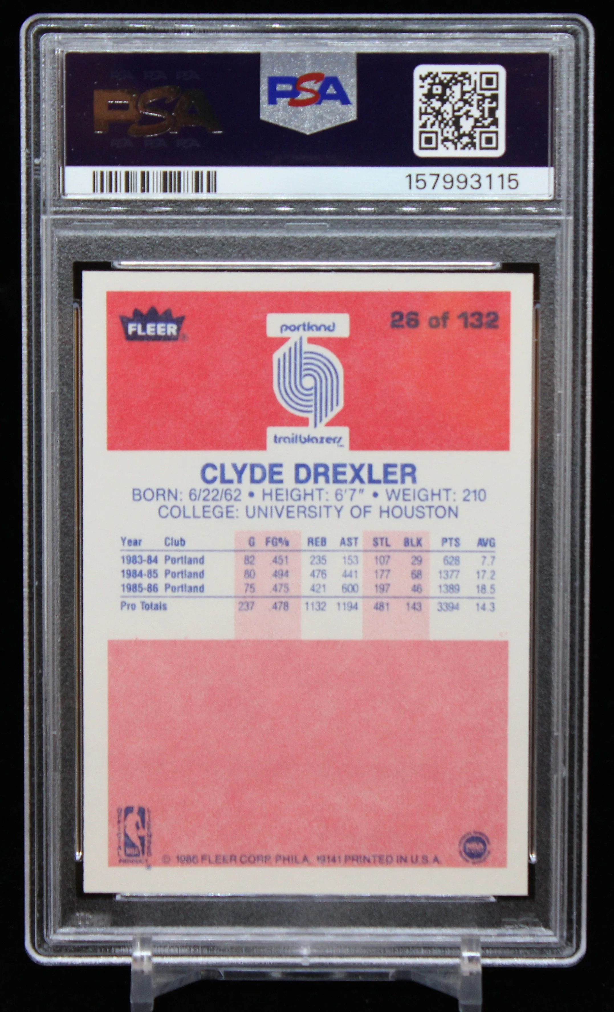 Clyde Drexler Fleer 1986 PSA 8 B.JPG