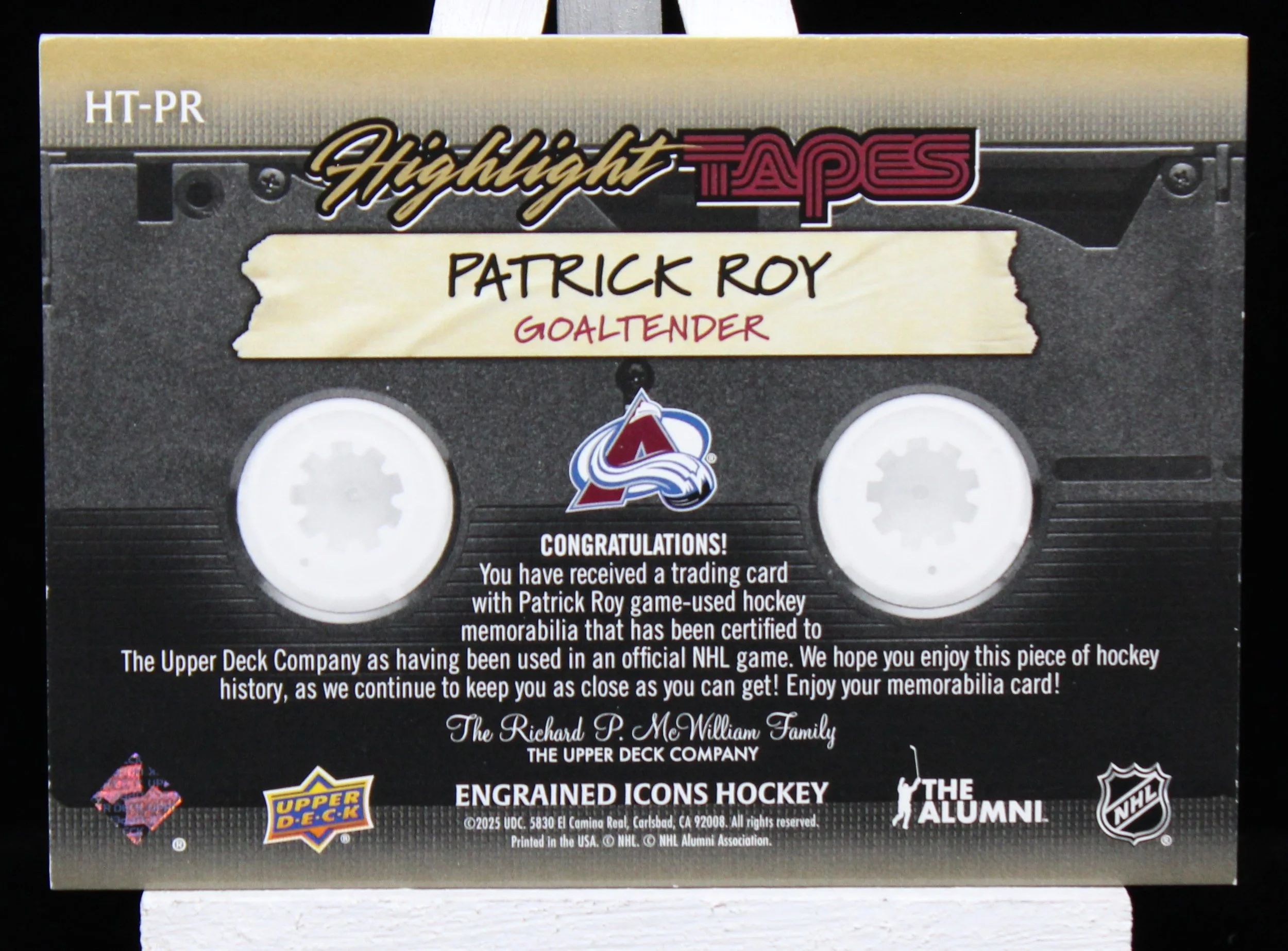 Patrick Roy UD Engrained Icons 2025 Highlight Tapes Gold B.JPG
