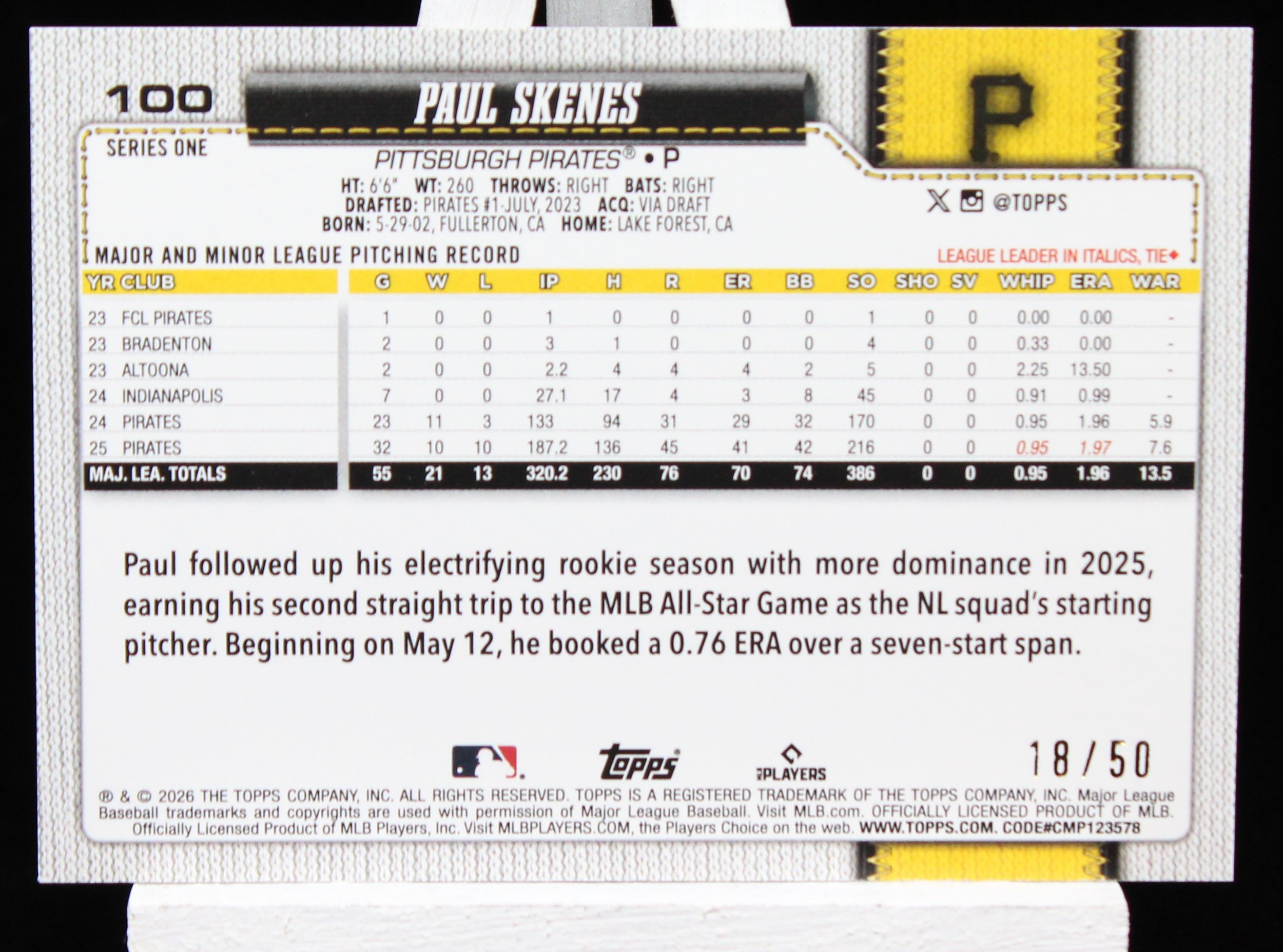 Paul Skenes S1 2026 Dugout Peeks Gold B.JPG