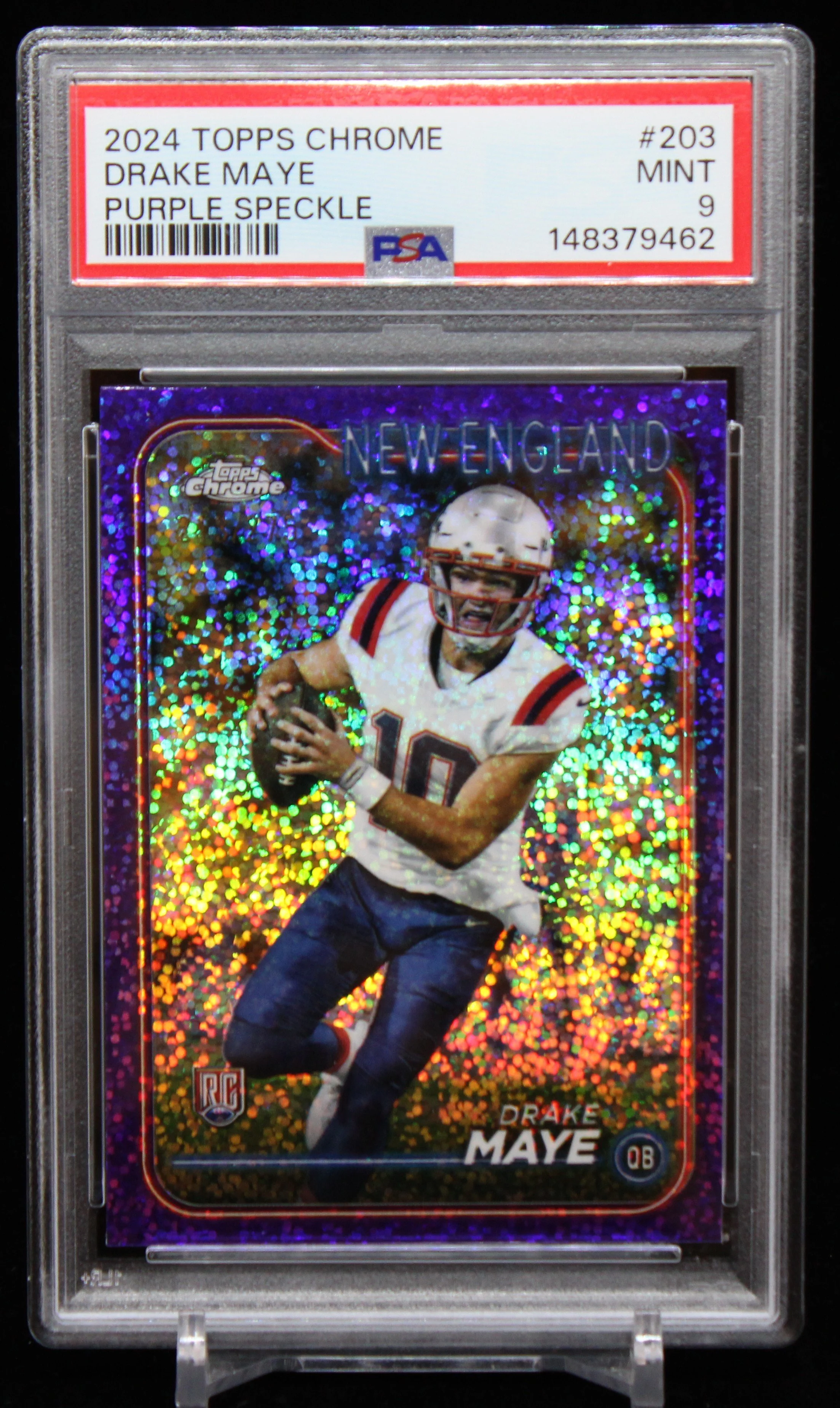 Drake Maye Topps Chrome Base RC Purple Speckle PSA 9 F.JPG