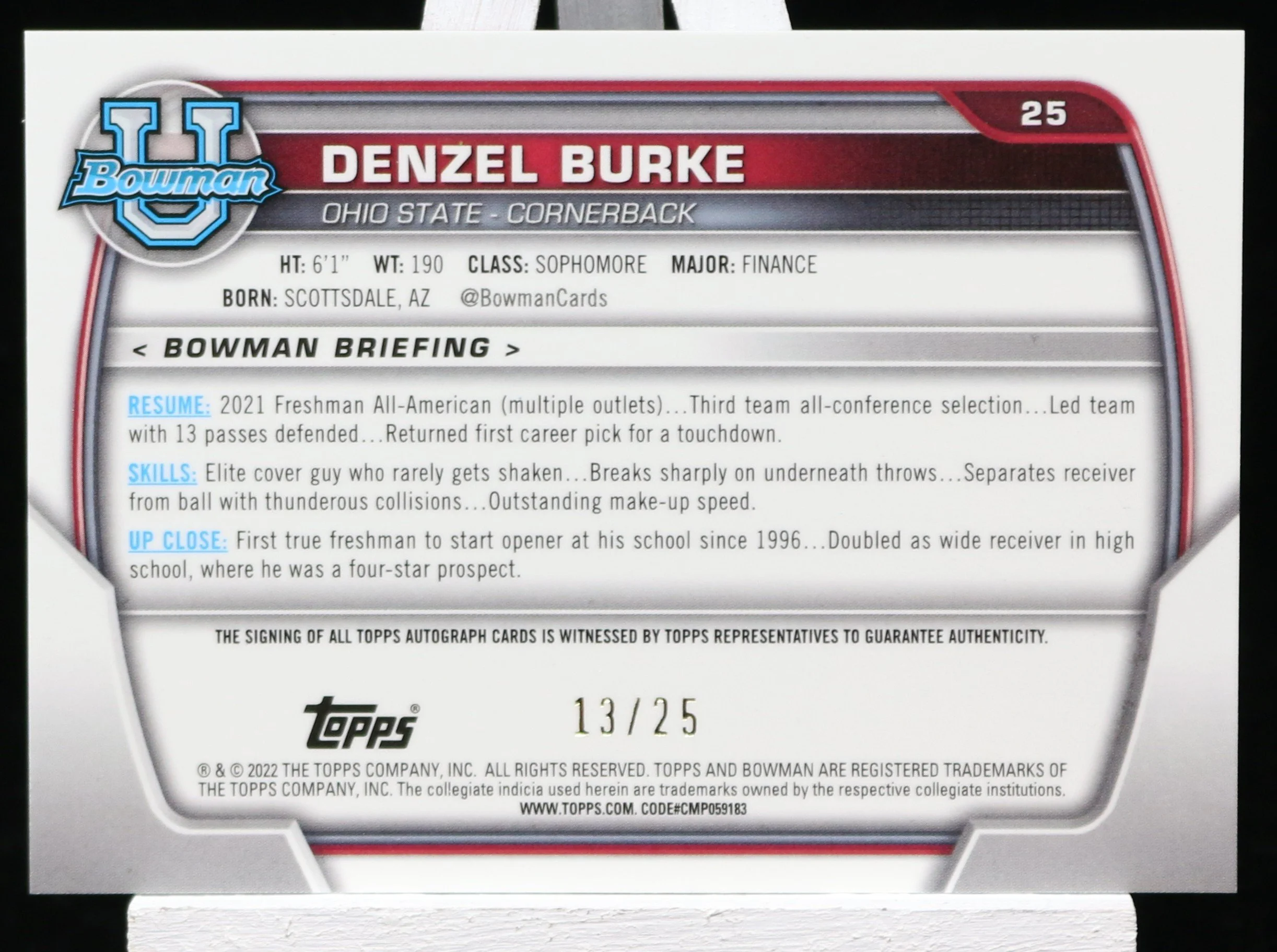 Denzel Burke BowChroU 2022 1st Auto Orange B.JPG