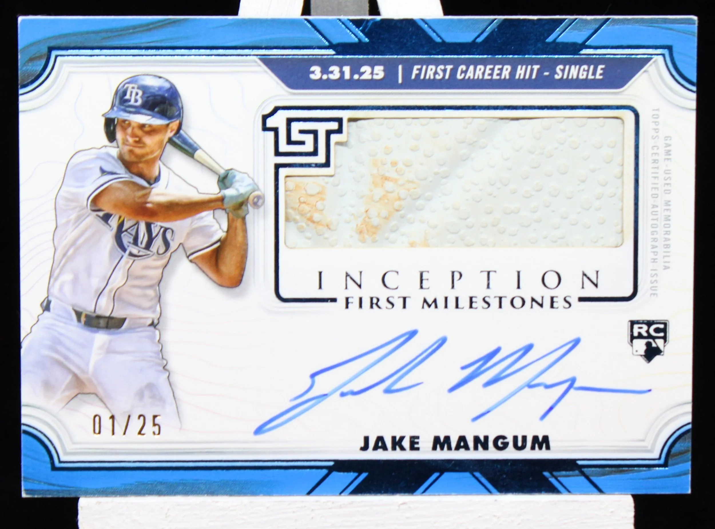 Jake Mangum Inception MLB First Milestone Auto Blue F.JPG