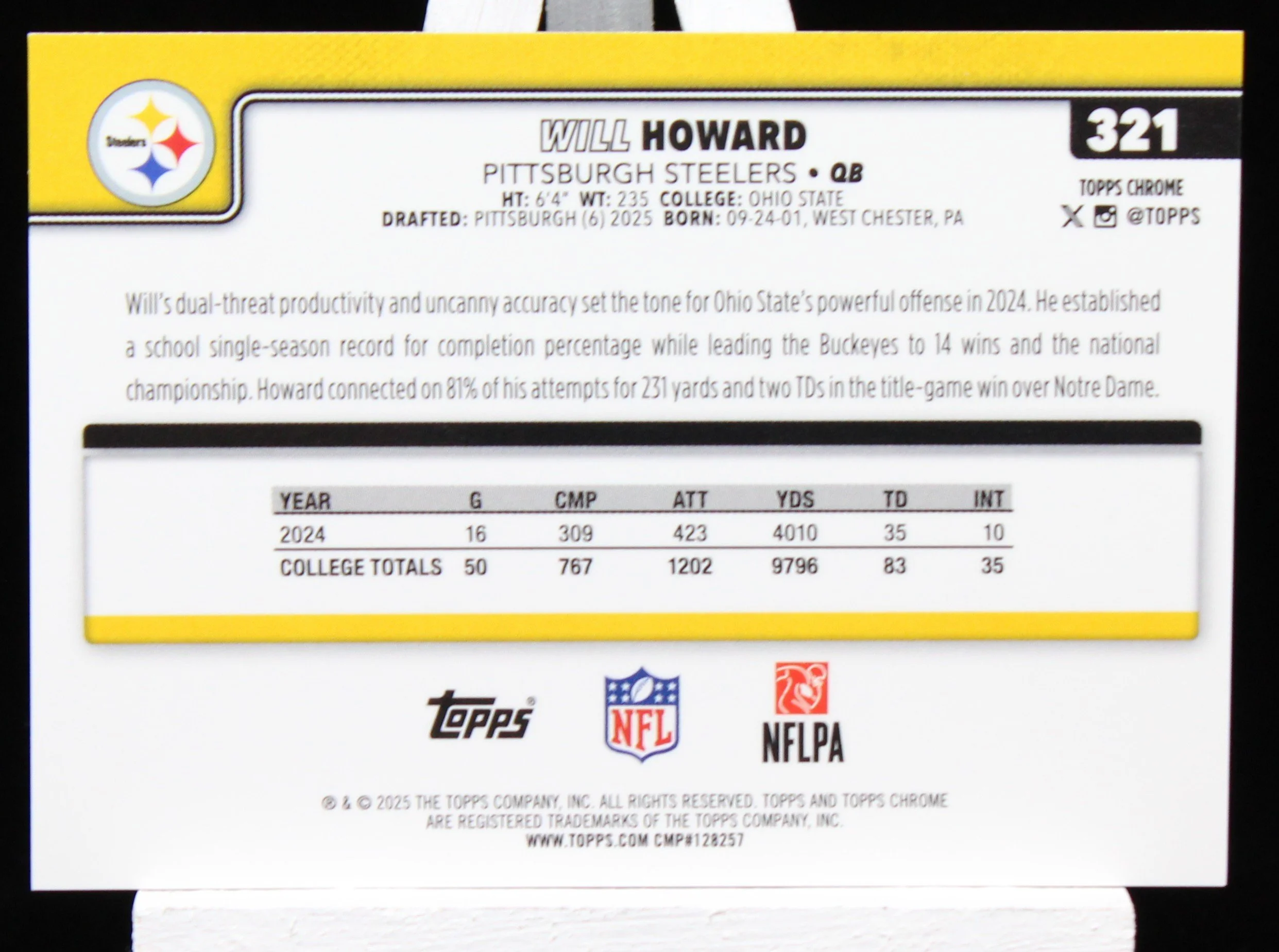 Will Howard Topps Chrome RC Black Ref B.JPG