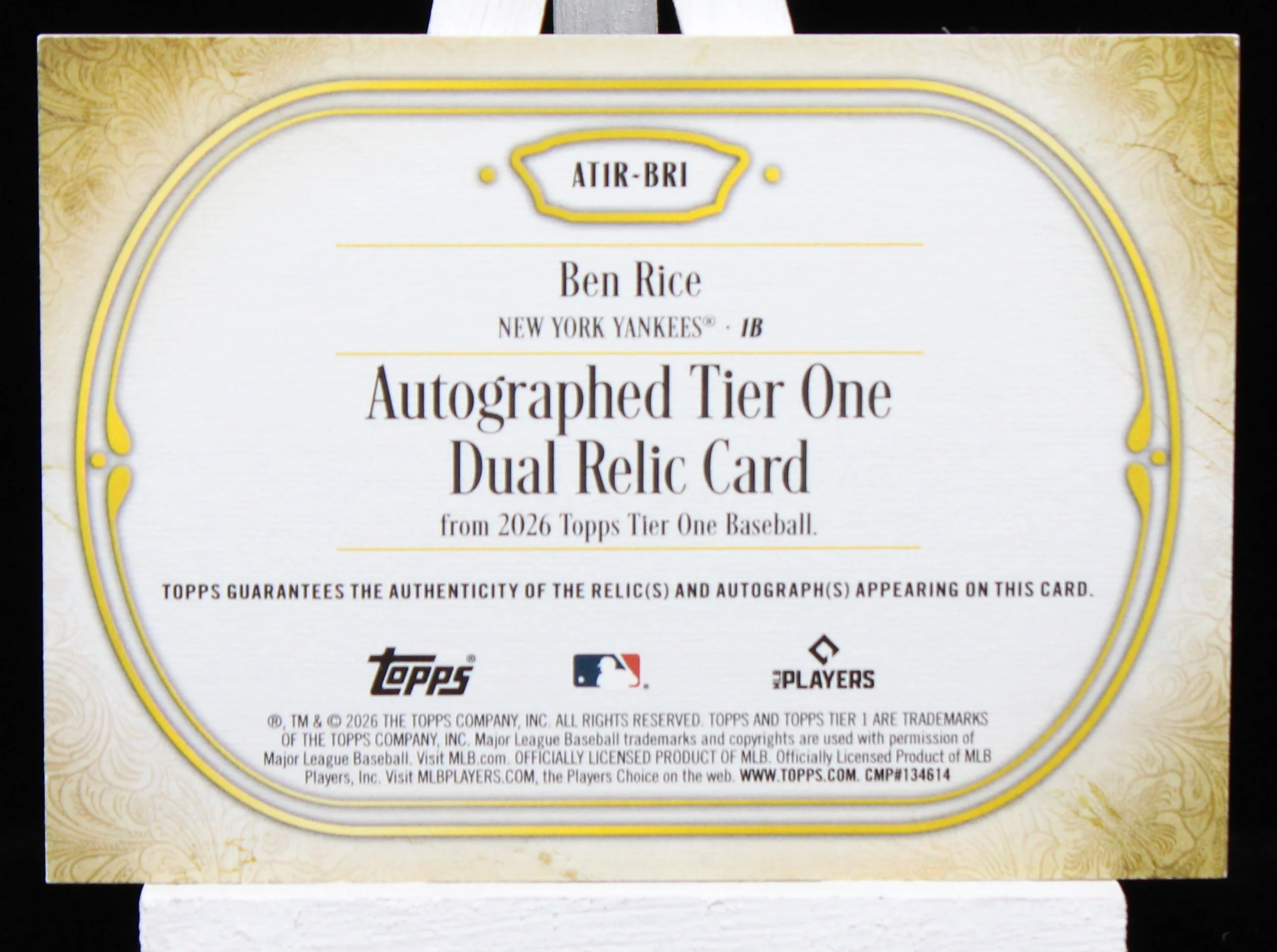 Ben Rice Tier One 2026 Auto Dual Relic B.JPG