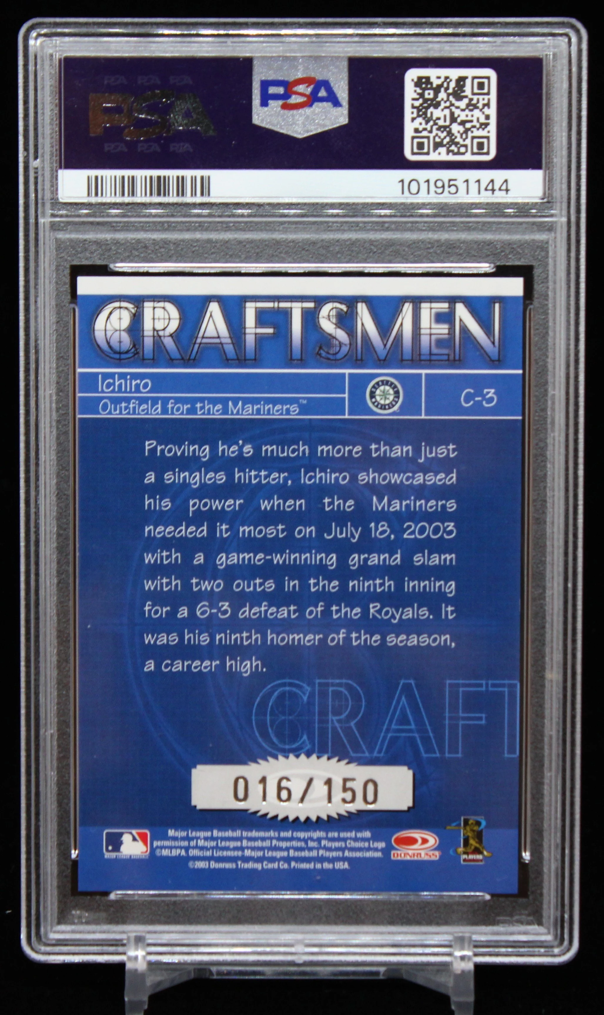 Ichiro Donruss 2004 Craftsmen Master PSA 10 B.JPG