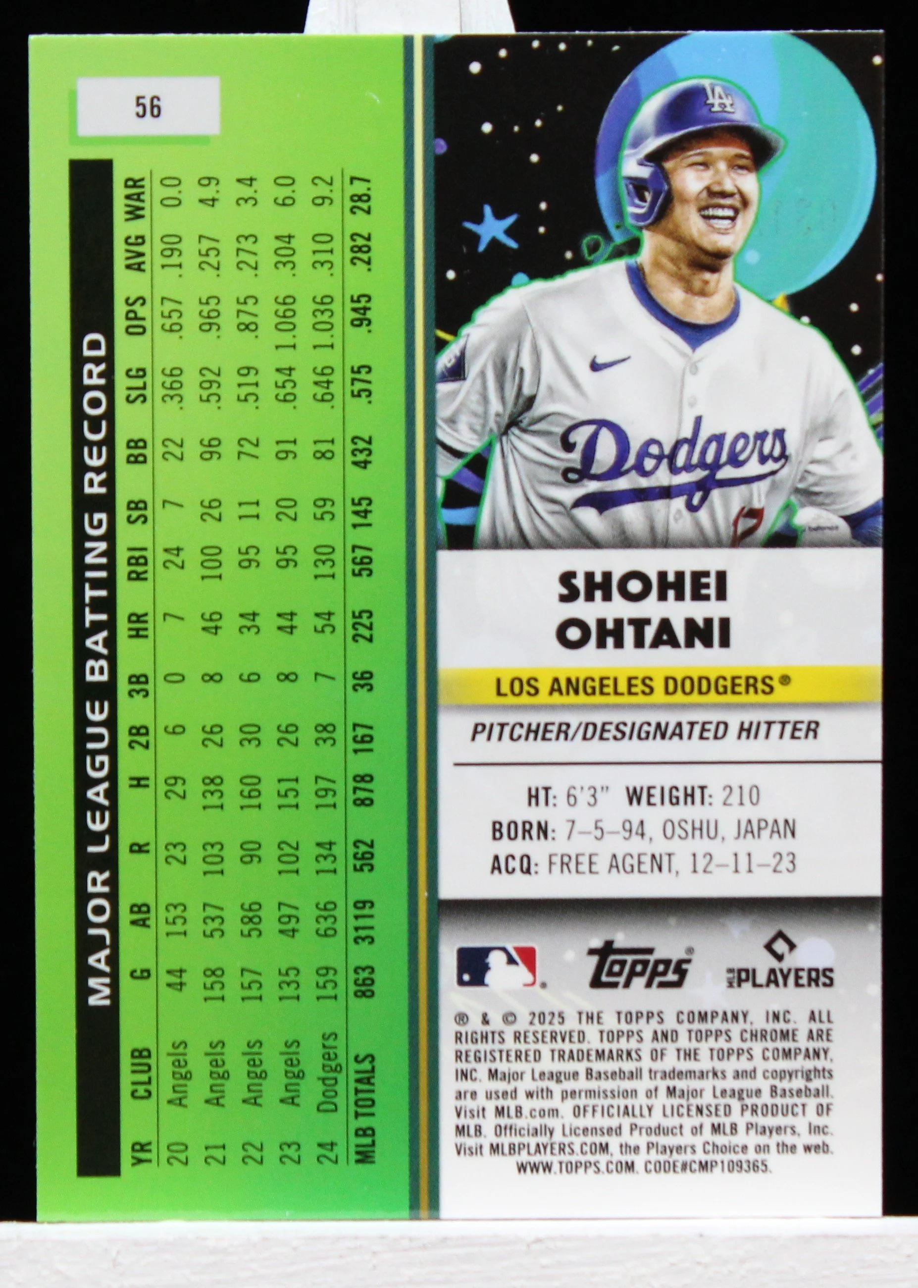 Ohtani Cosmic Chrome 2025 Base Aqua Equinox B.JPG