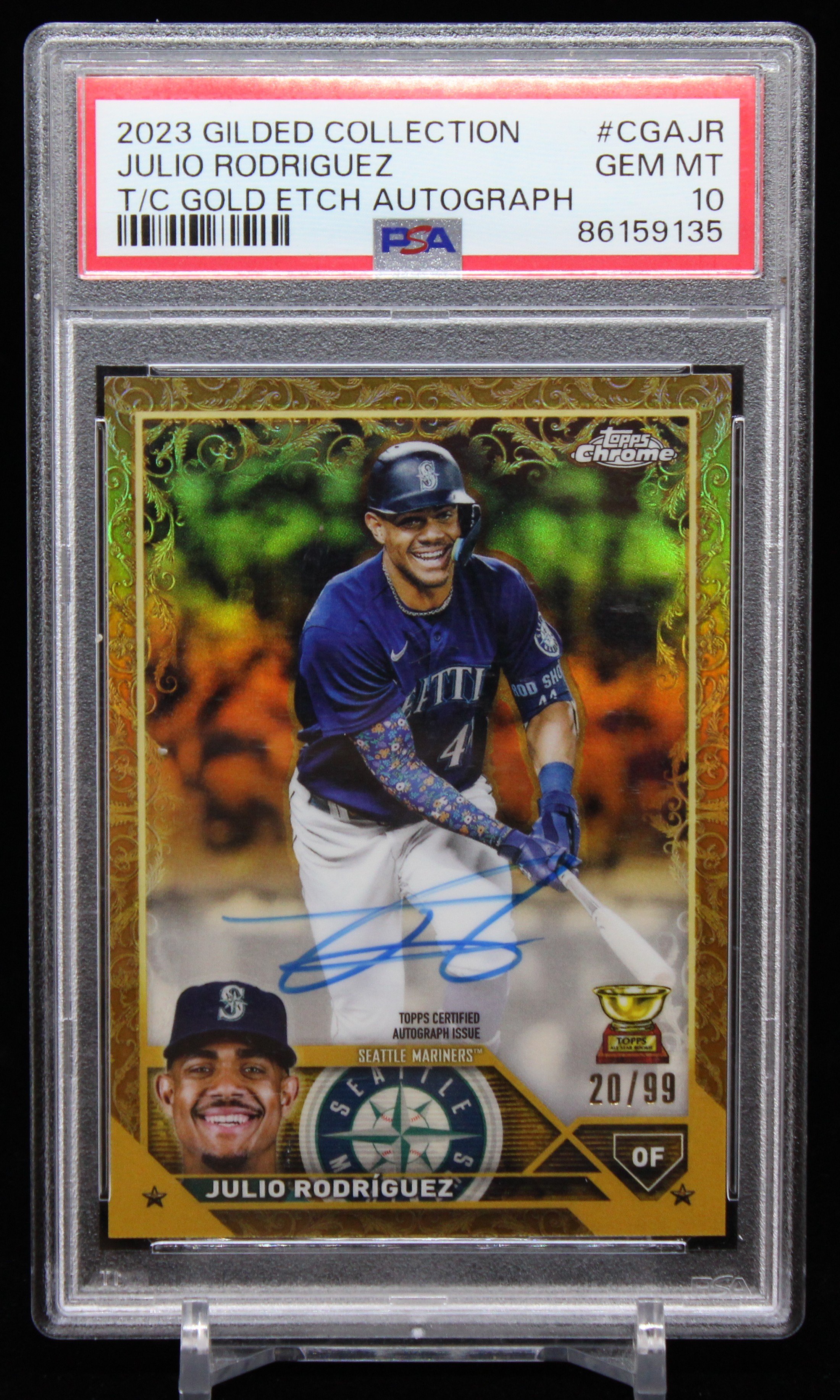 2023 Topps Gilded Collection Julio Rodriguez Gold Etch Autographs #CGA-JR