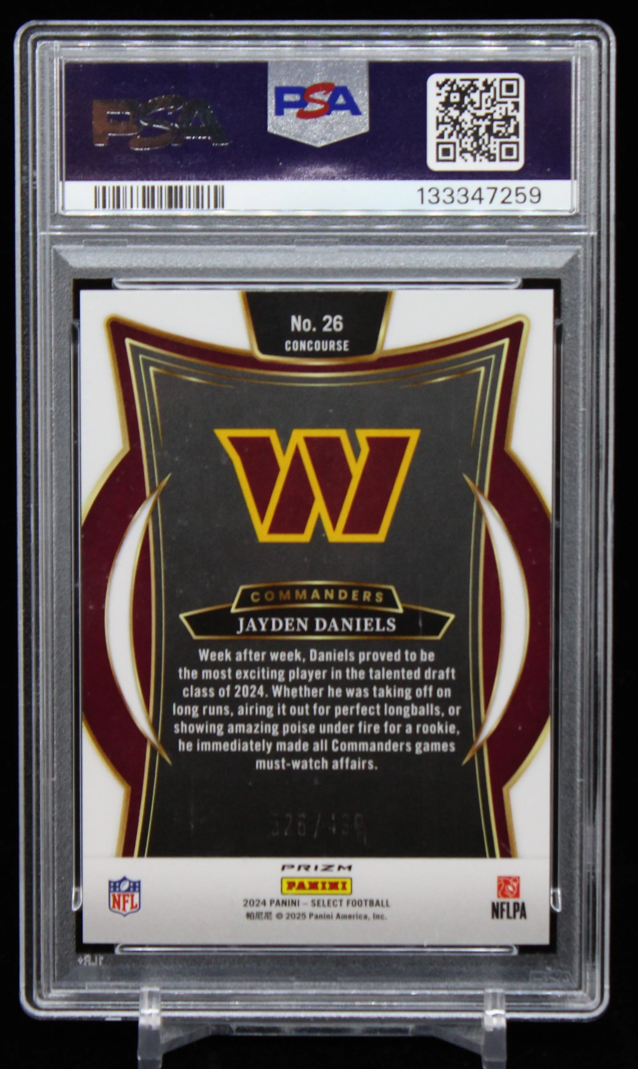 Jayden Daniels Select Concourse RC Orange Shock PSA 10 B.JPG