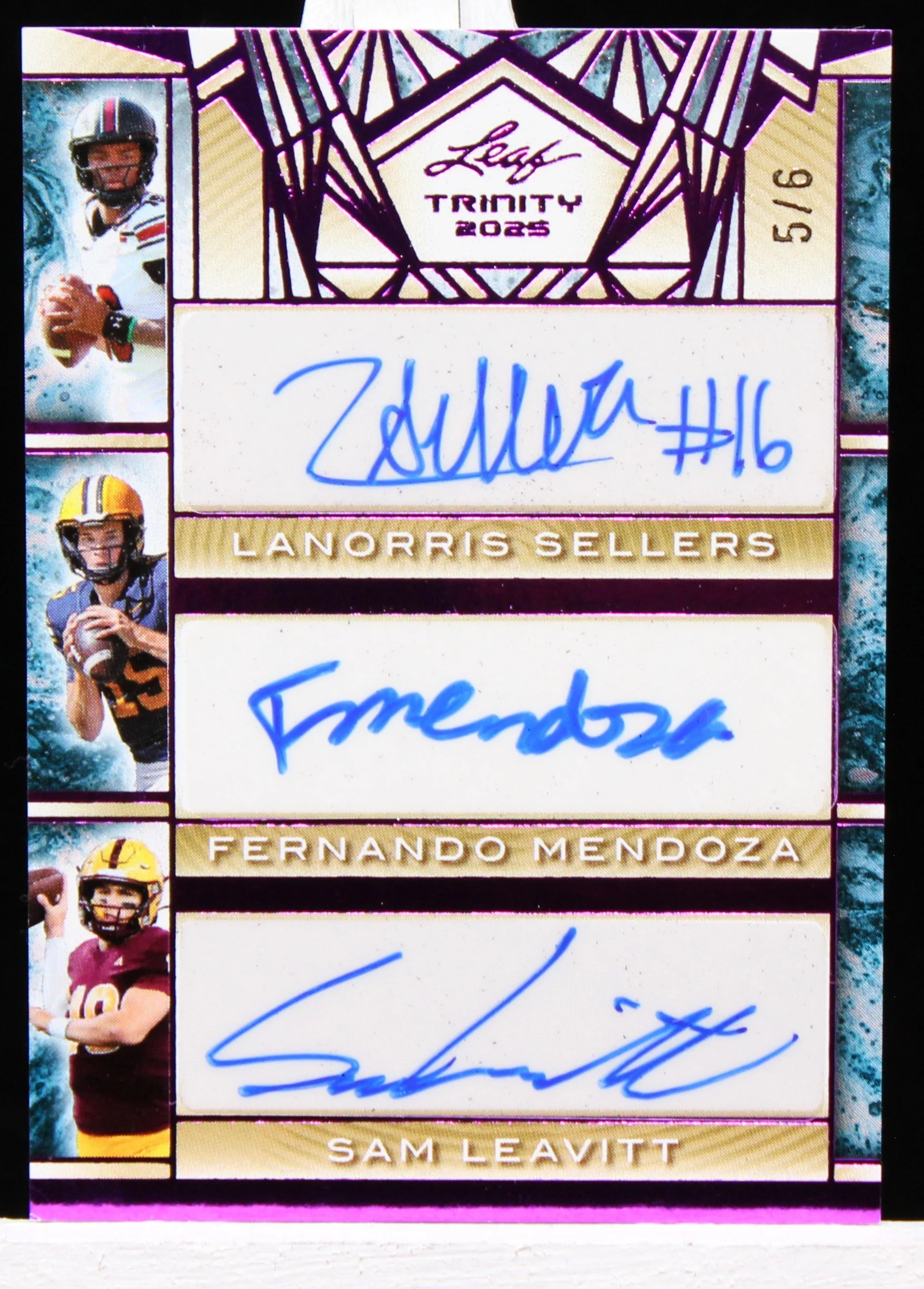 2025 Leaf Trinity LaNorris Sellers, Fernando Mendoza, Sam Leavitt Trio Autographs #T-15