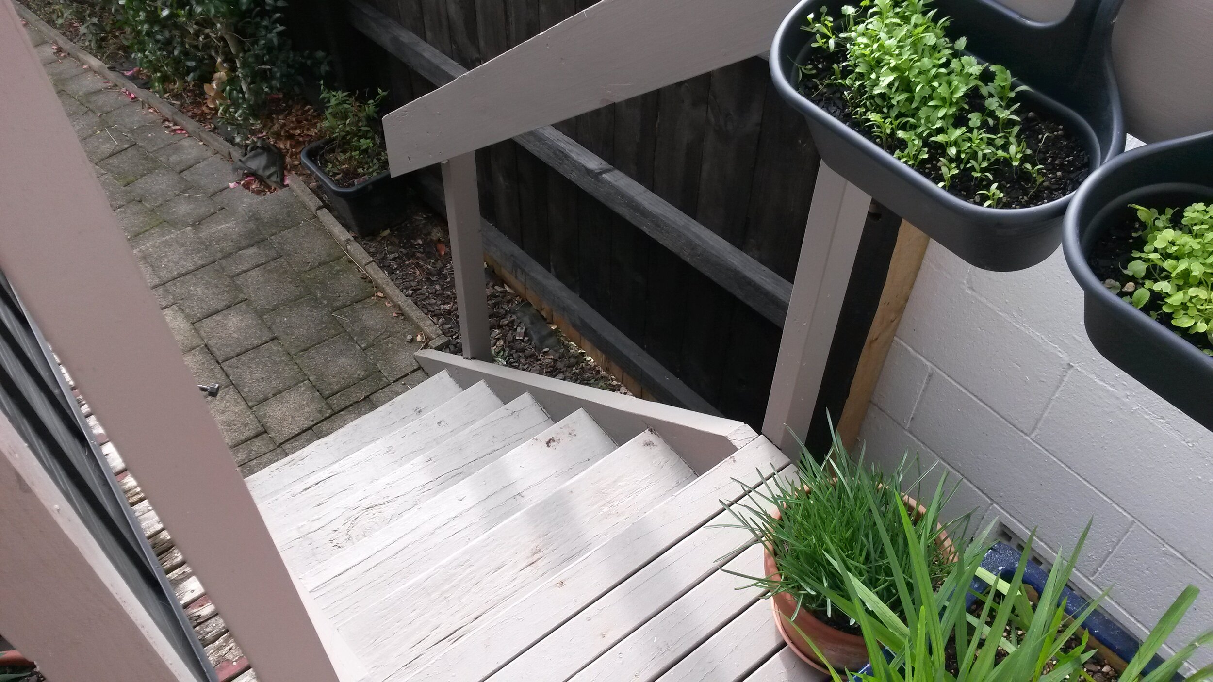 The existing deck and stairs were demolished