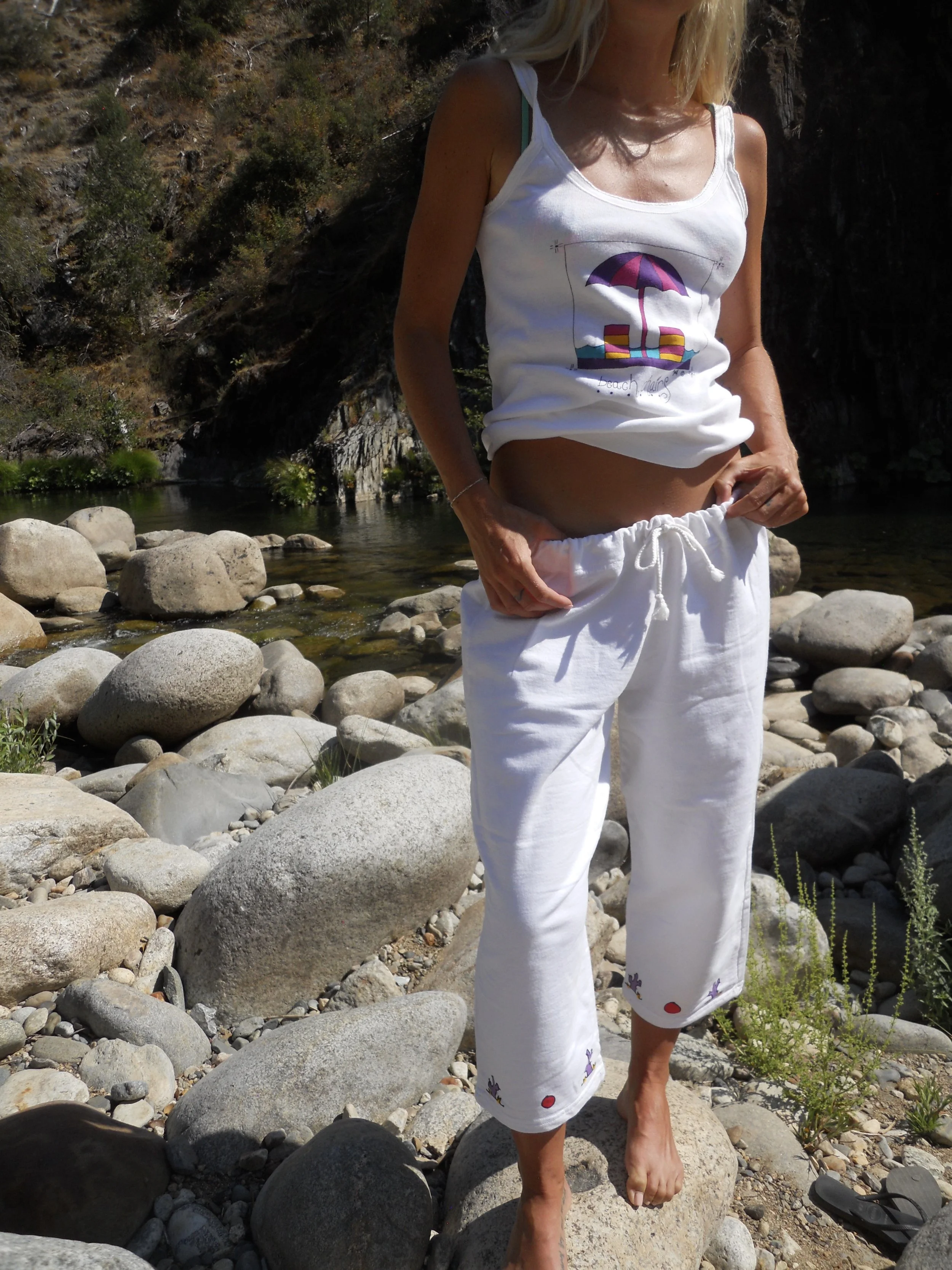 Hand Painted Cotton Capris