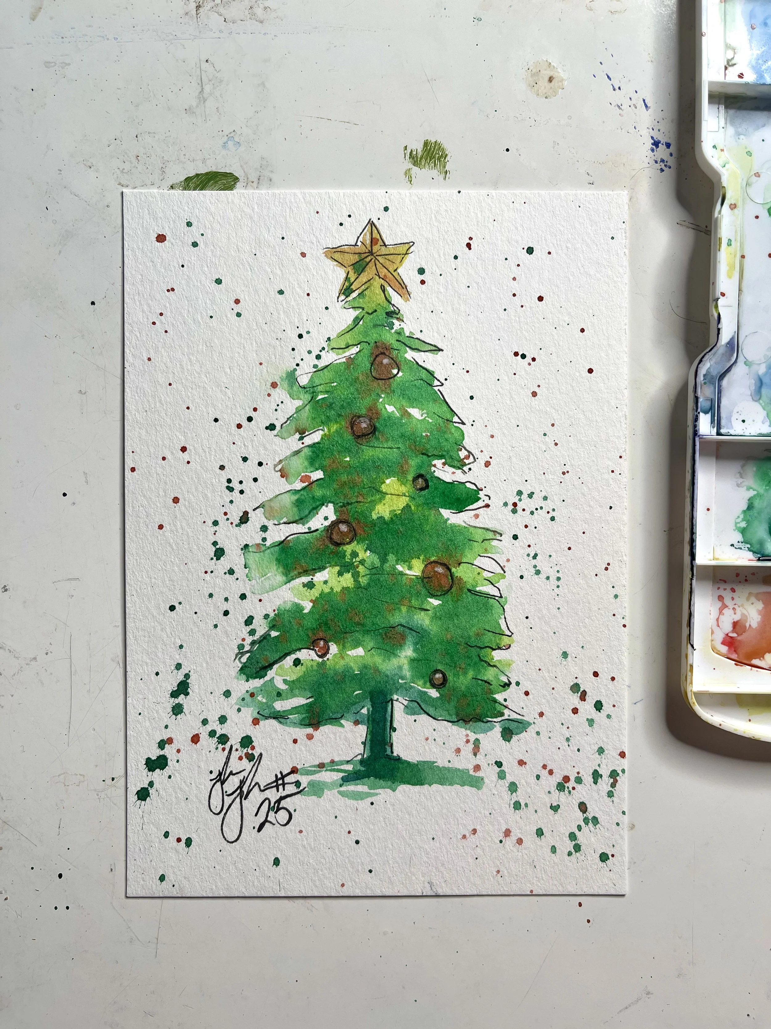 Simple Watercolor Christmas Tree