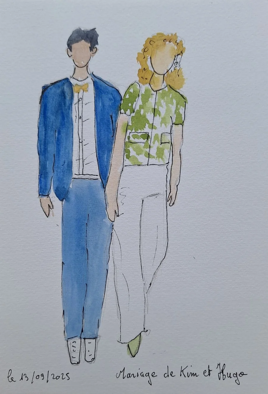 croquis aquarelléinvités de  kim et hugo