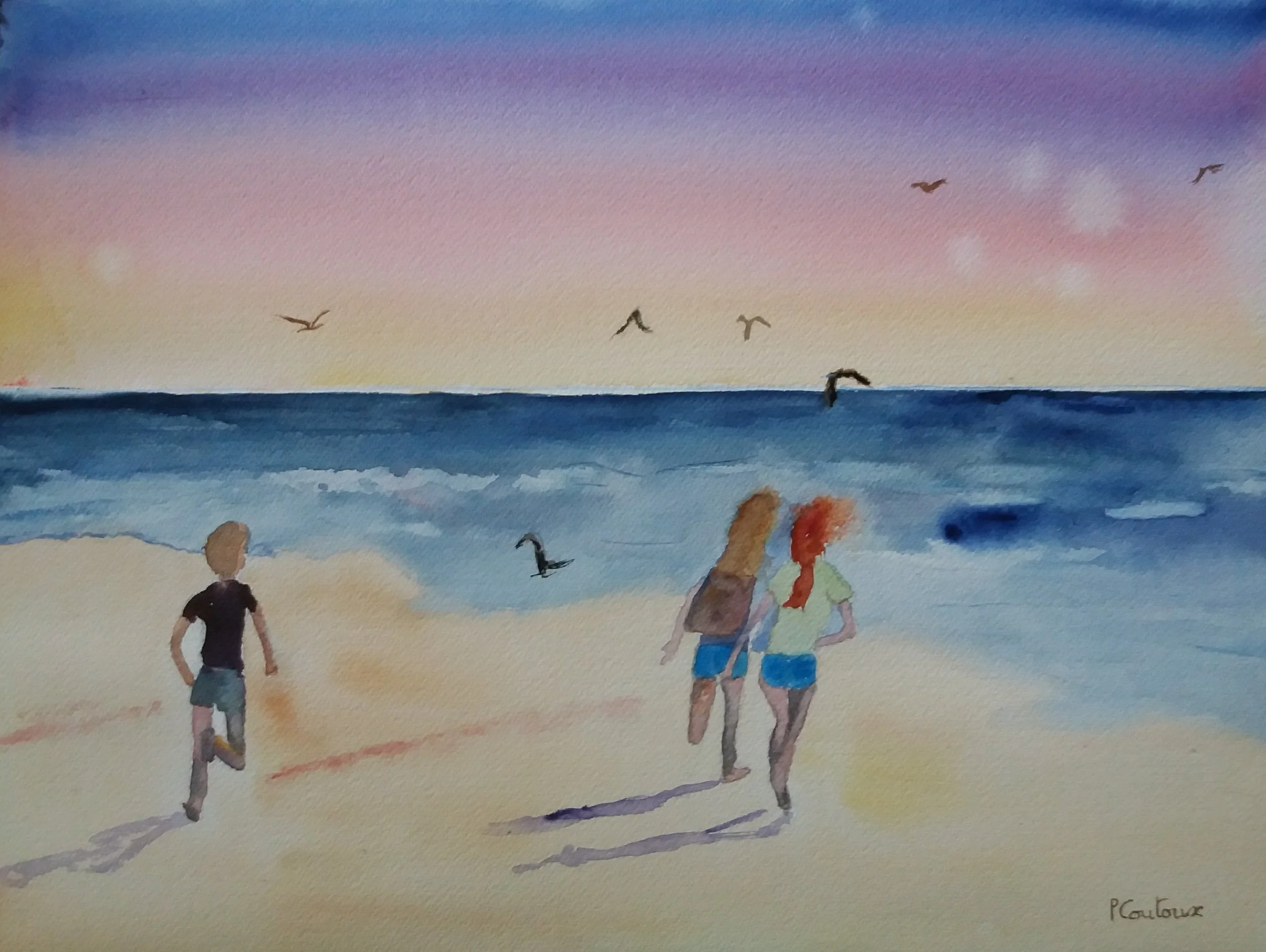 L’appel de la mer – Mimizan (Aquarelle 30×40 cm)