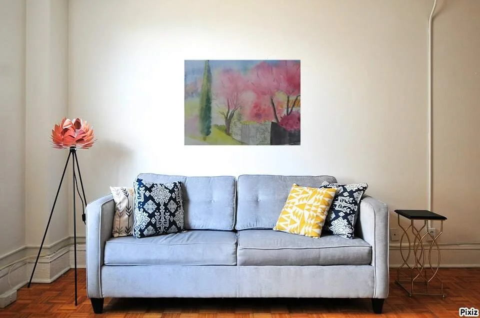 arbres de Judée au printemps aquarelle en sit pcoutoux.JPG