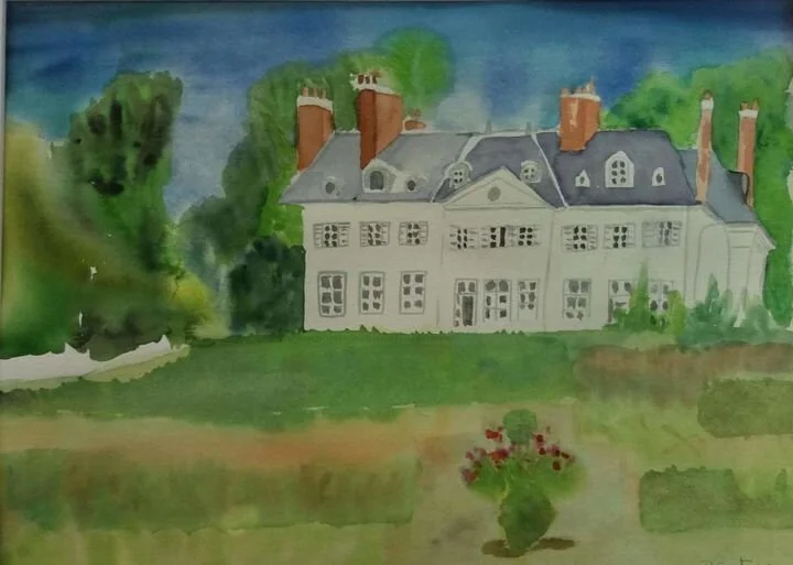 château de la chesnaie aquarelle 30x40cm