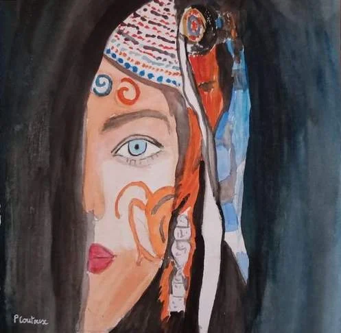 Aquarelle derrière le voile