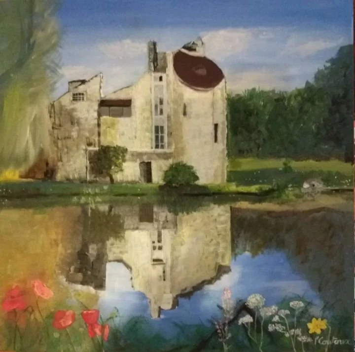 _chateau-de-la-chasse-en-fleurs dans le val d'oise acrylique sur toile 60x60 cm pcoutoux.jpg