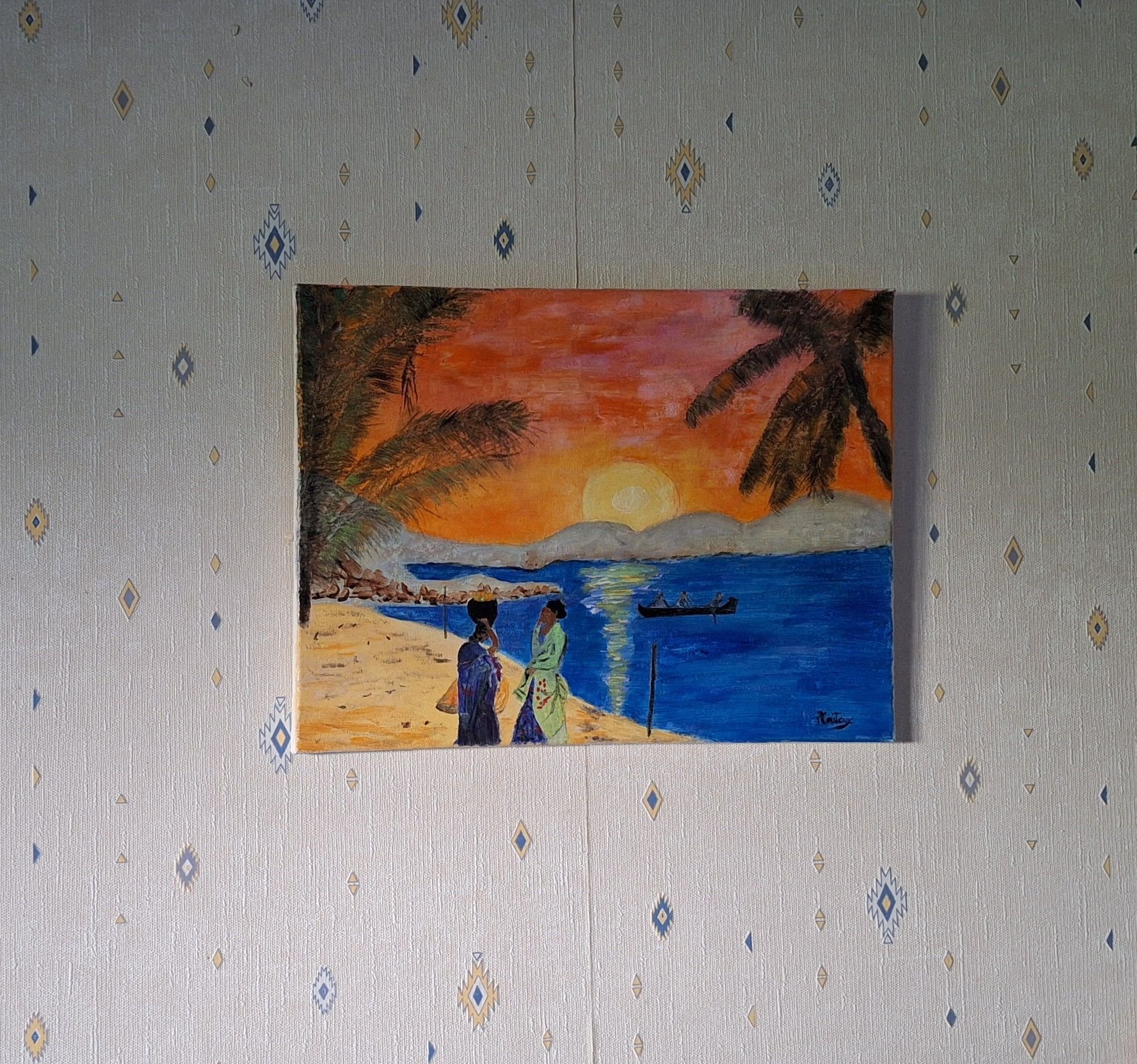 bavardages à la plage au soleil couchant en sit.jpg