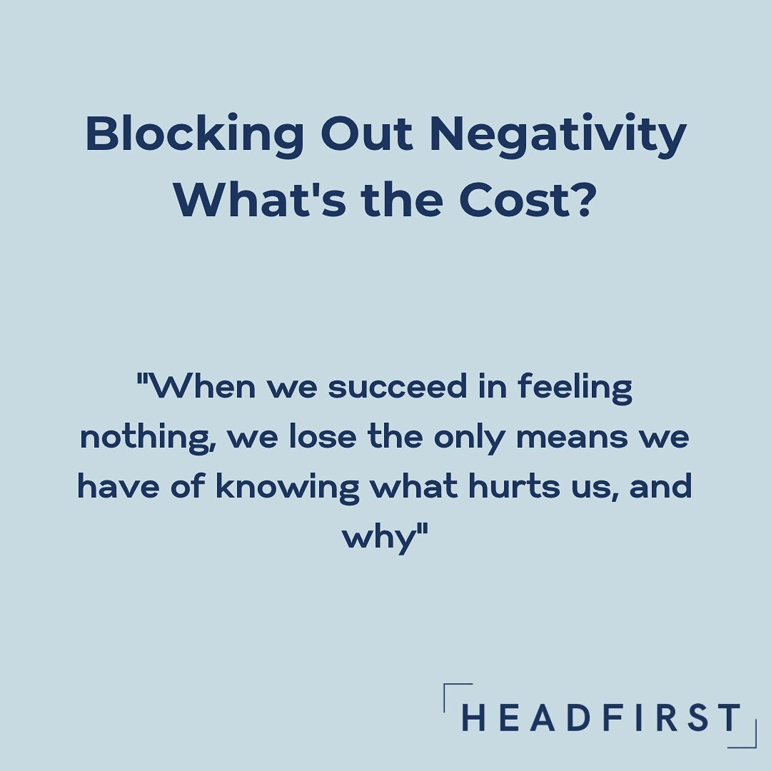 IGNORING EMOTIONS⁠⁠
⁠⁠
🧠Emotions are important. They are information and they tell us something about ourselves. ⁠⁠
⁠⁠
I recently read an article where a public figure said they hadn&rsquo;t learned how to &ldquo;block out the negativity yet&rdquo; 