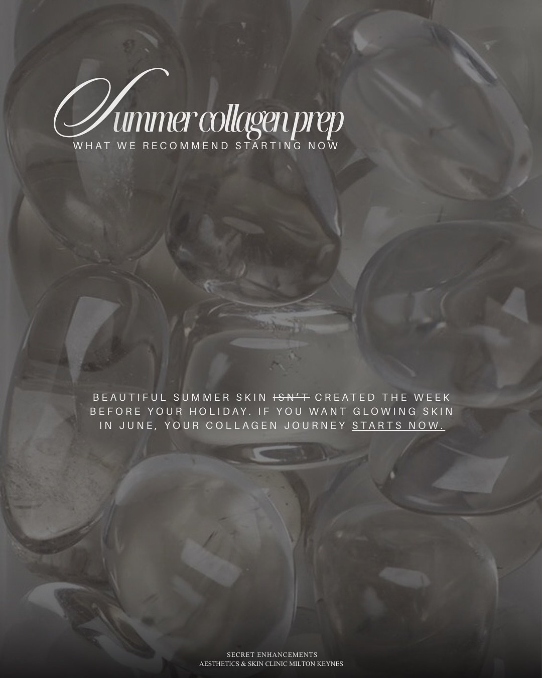 Collagen Prep for Summer Skin ✨

At Secret Enhancements, Milton Keynes, the most radiant summer skin starts months before the season arrives. 

Collagen-focused treatments help strengthen, repair and refine the skin, creating a smoother, healthier fo