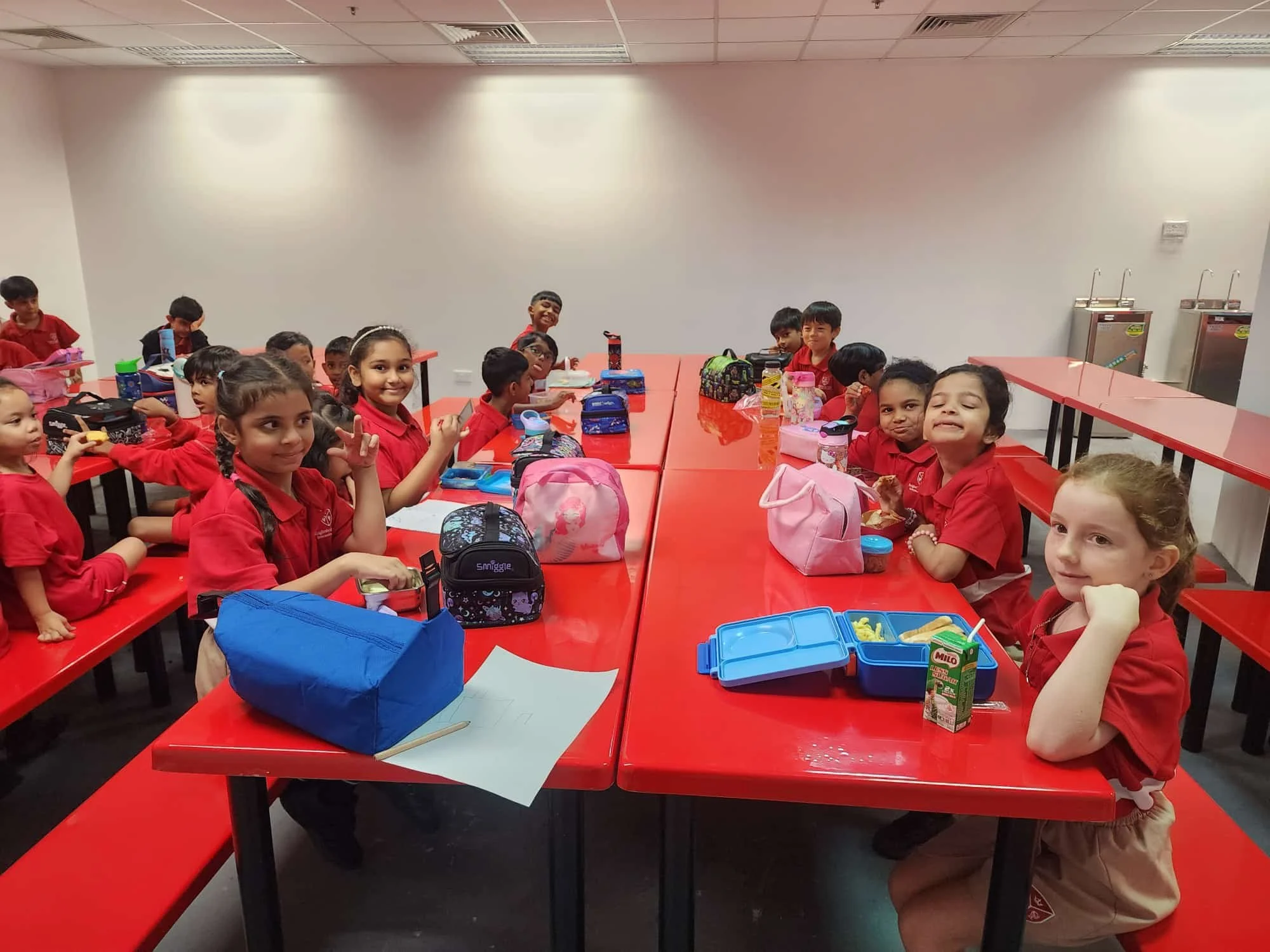 foreign students having lunch in singapore international school east changi