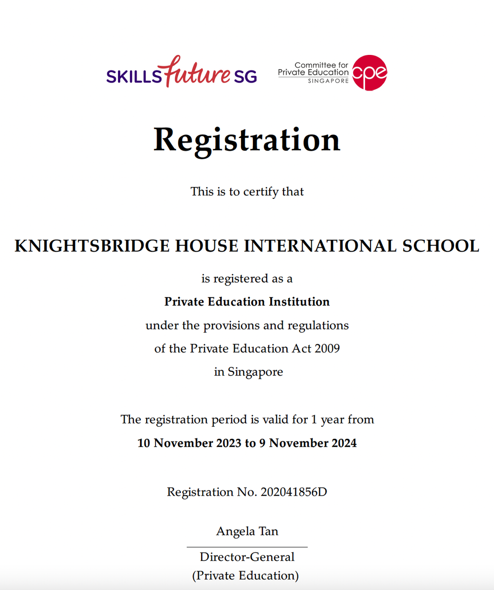 School Certifications — Knightsbridge House International School