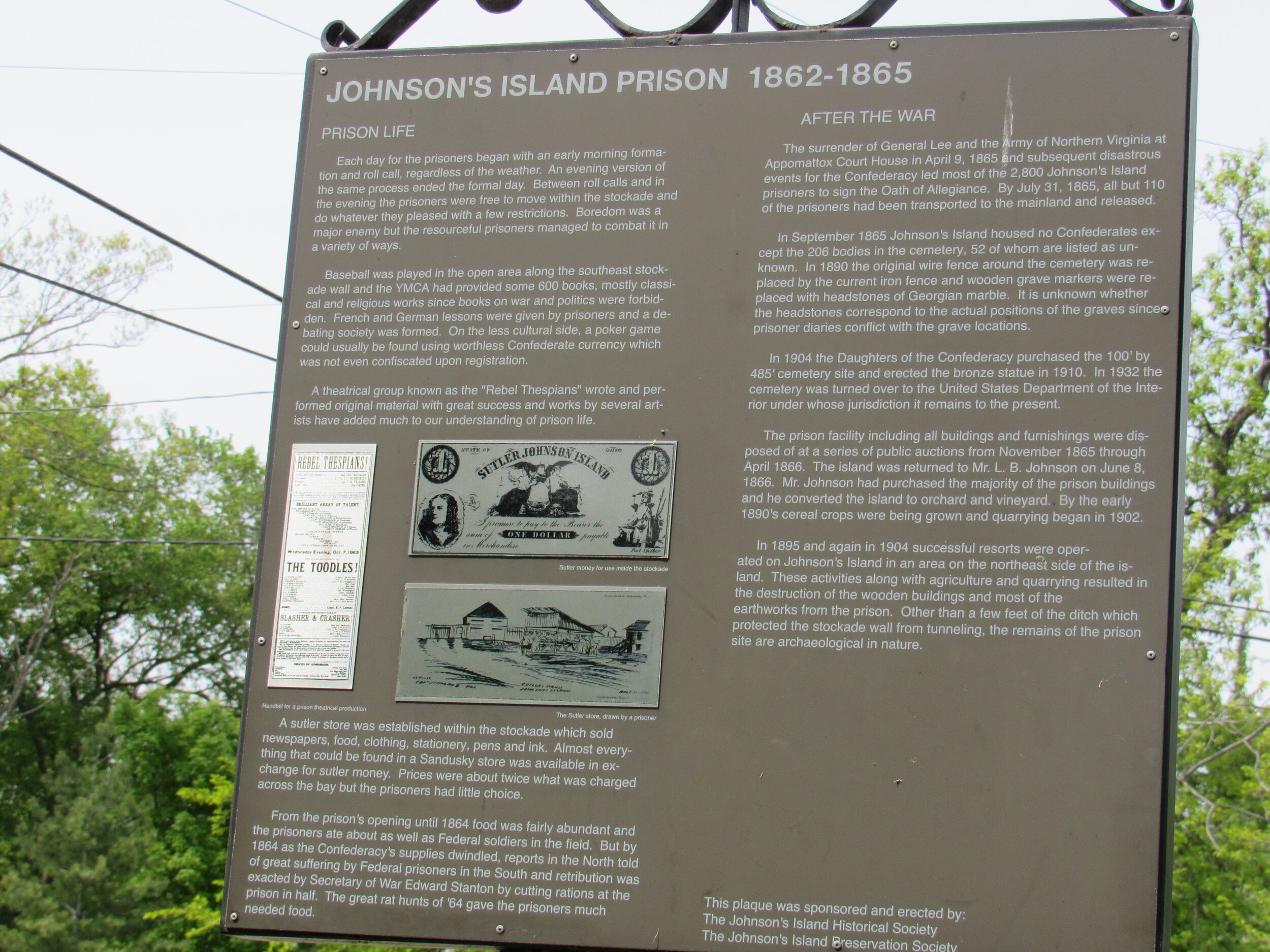 5.15.21 - Historical marker at the cemetery on Johnson’s Island.