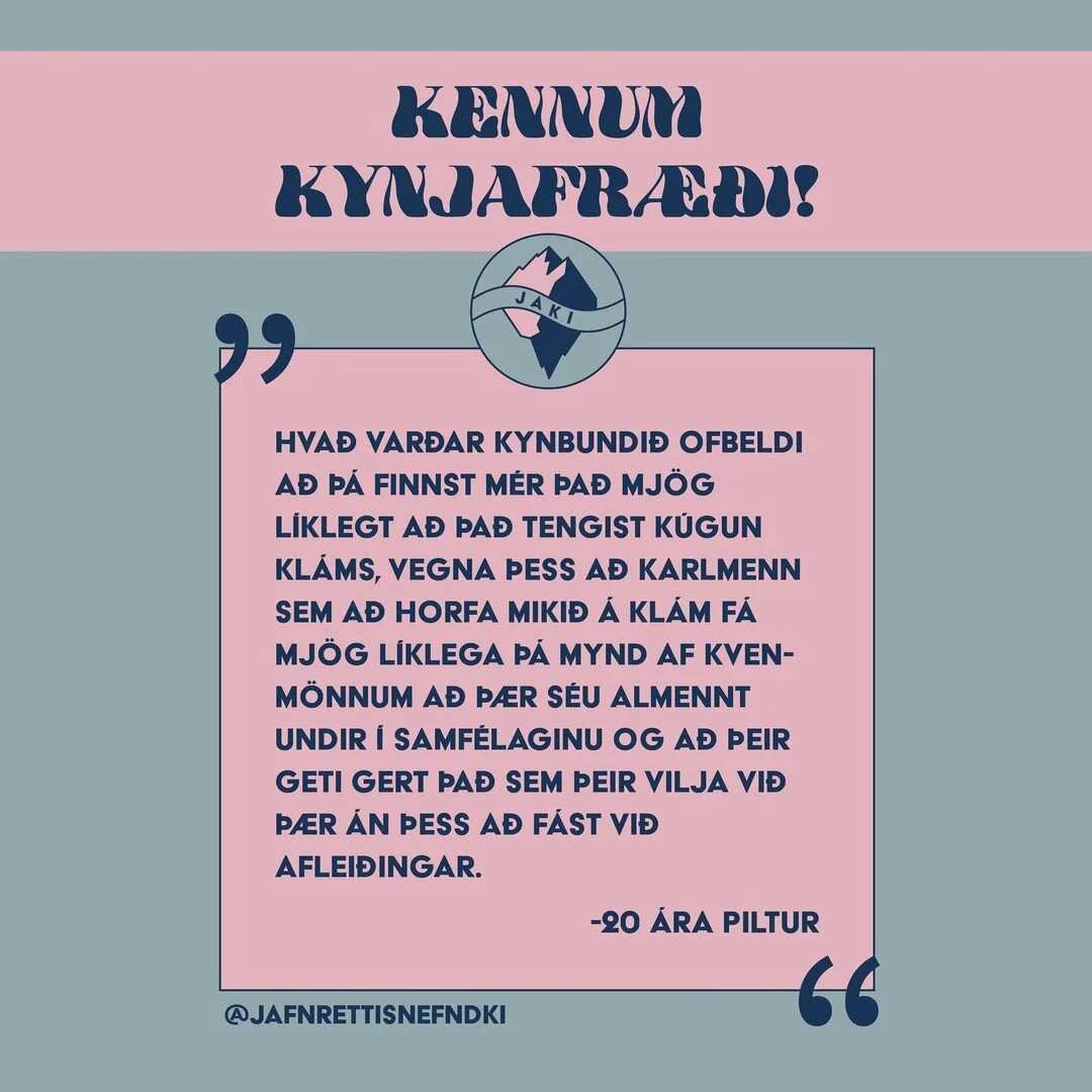 Kennum kynjafr&aelig;&eth;i! H&eacute;r er vitna&eth; &iacute; 20 &aacute;ra pilt sem s&oacute;tti &aacute;fanga &iacute; kynjafr&aelig;&eth;i vi&eth; Borgarholtssk&oacute;la.
Br&yacute;n &thorn;&ouml;rf er &aacute; kynjafr&aelig;&eth;i og kynjafr&ae