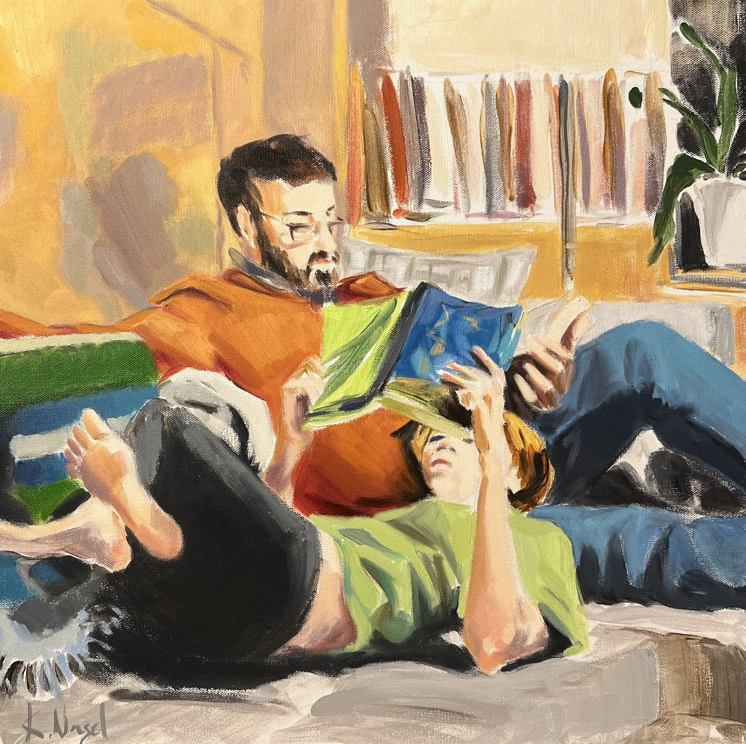 "Cool Down", 20x20, oil and acrylic on canvas