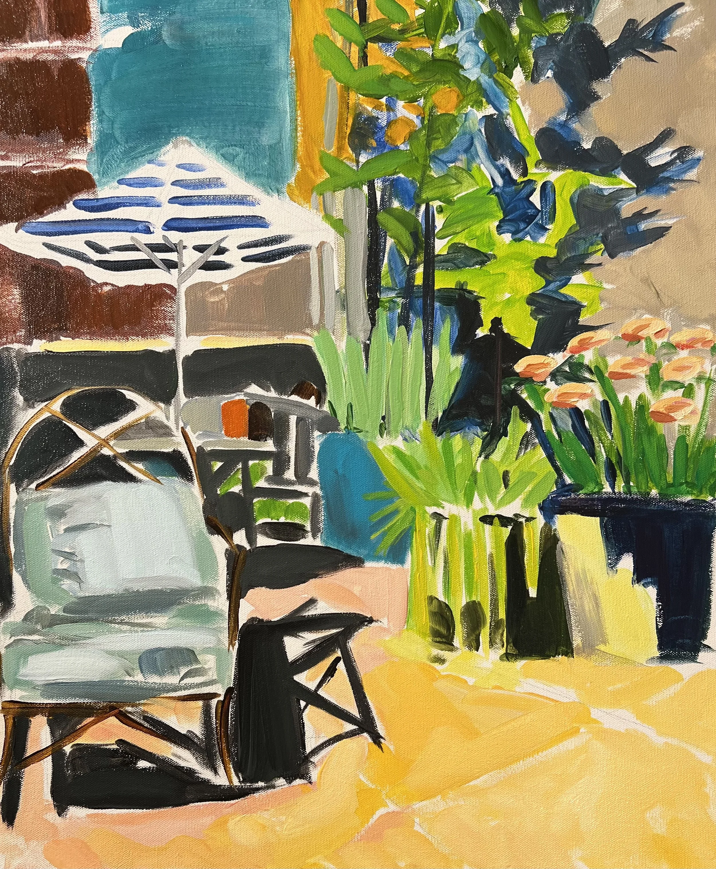 "On the Roof", 20x24, oil and acrylic on canvas