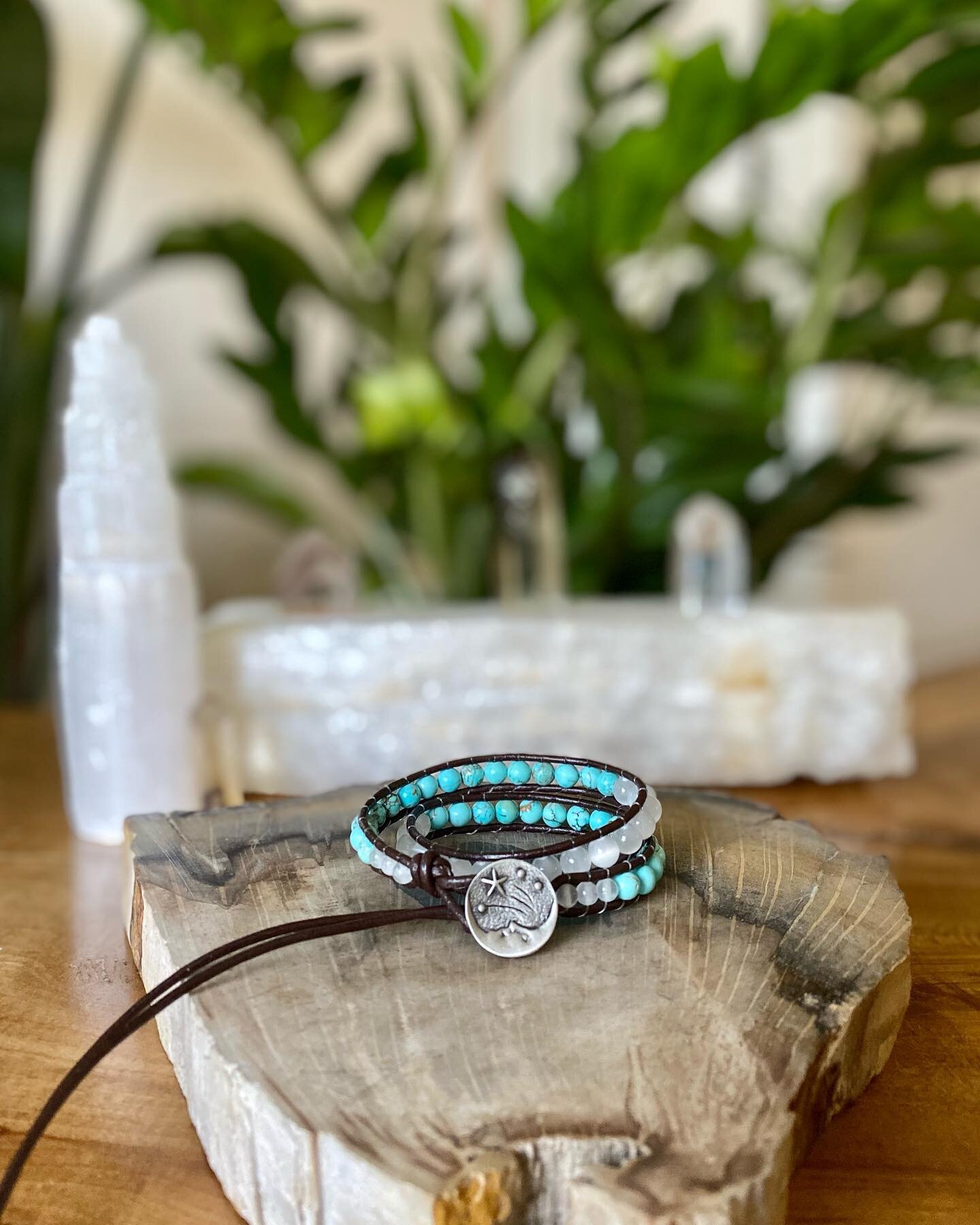 One of my personal favorites 🌙✨ Available now - link in bio 💕
.
.
.
#handmade #handmadejewelry #handmadewithlove #bracelets #shoplocal #shopsmall #turquoisejewelry #selenite