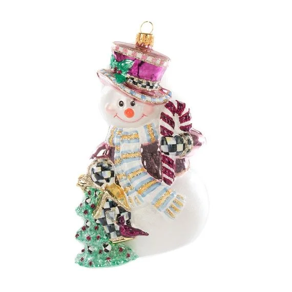 MacKenzie-Childs Home Sweet Snowman Glass Ornament