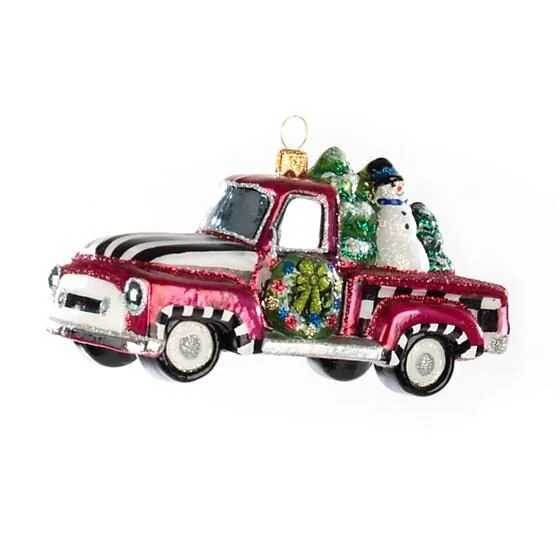 MacKenzie-Childs Tree Farm Truck Glass Ornament