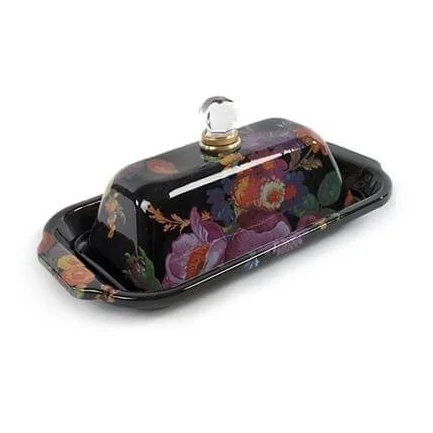 MacKenzie-Childs Flower Market Butter Box — Black