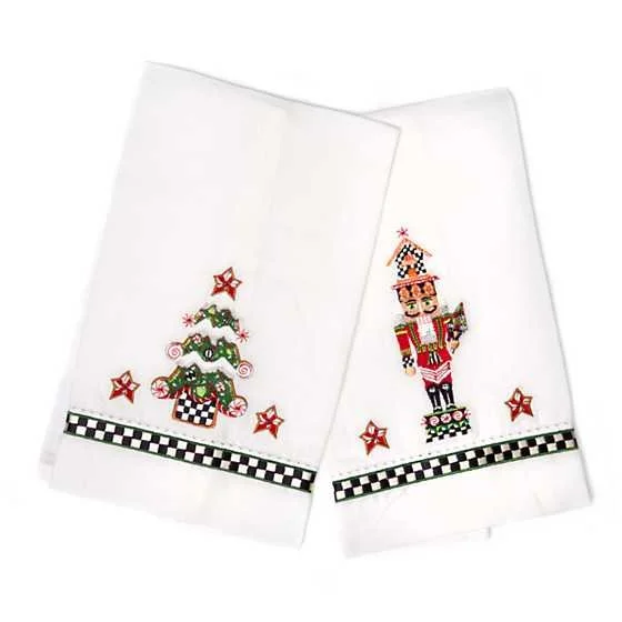 MacKenzie-Childs Nutcracker & Tree Guest Towels — Set of 2