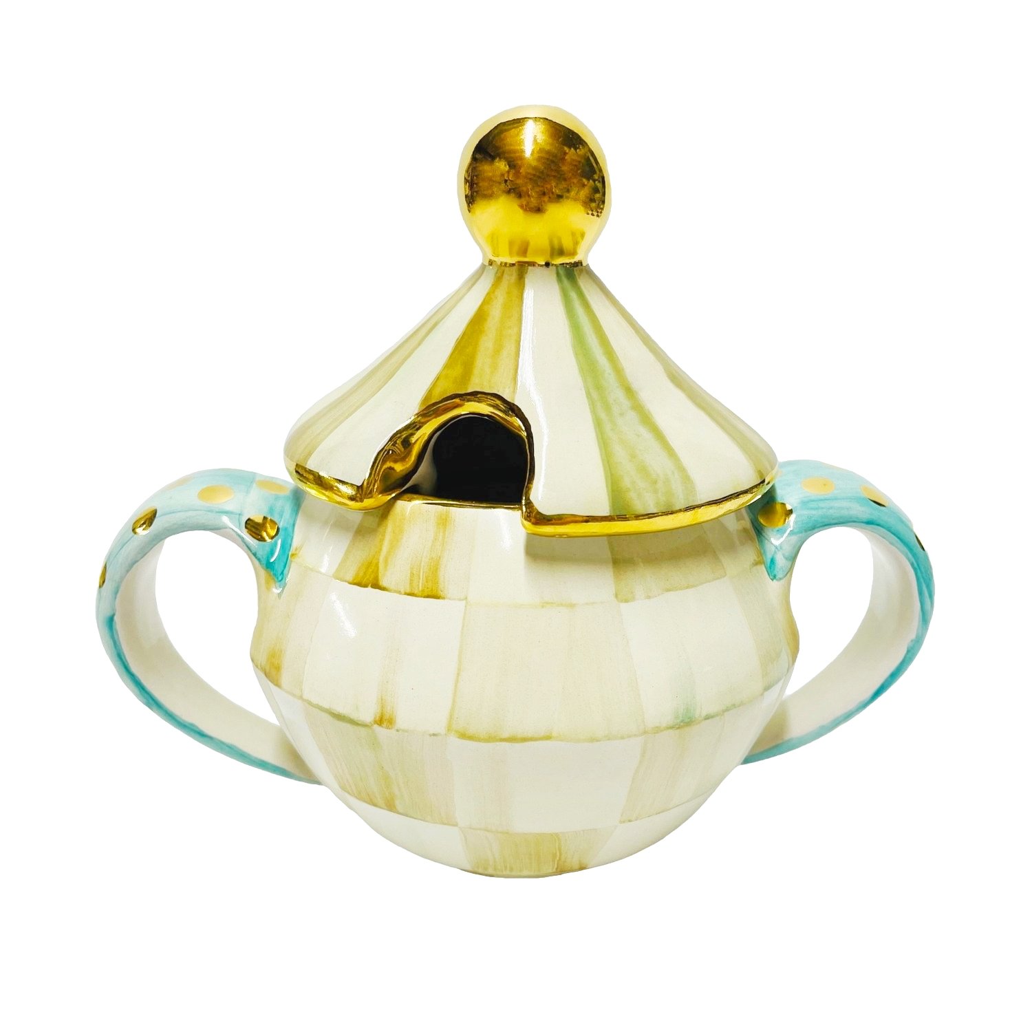 Parchment Check Ceramic Sugar Bowl with Lid