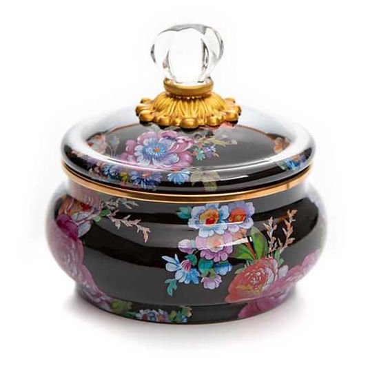 Flower Market Black Squashed Pot
