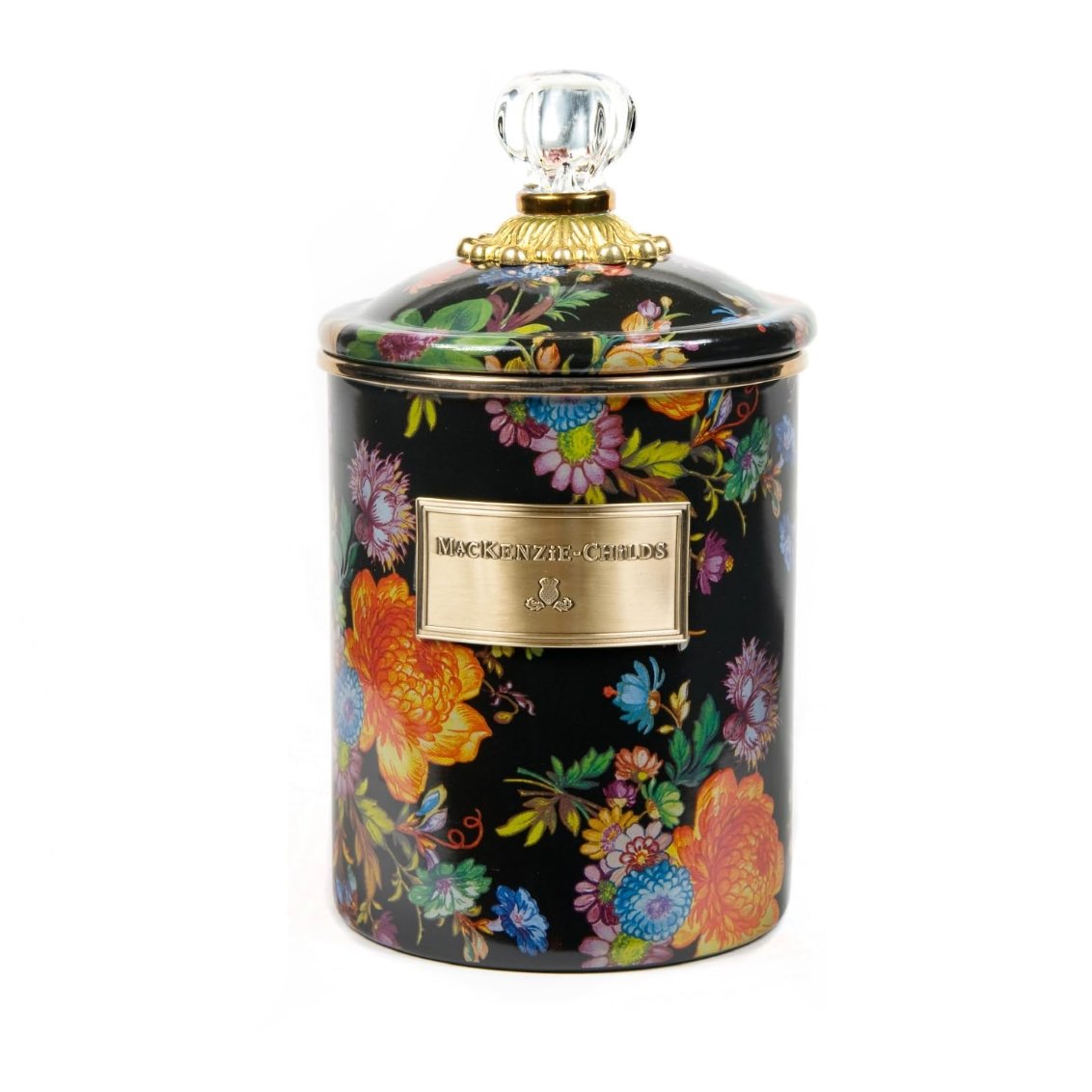 Black Flower Market Medium Canister
