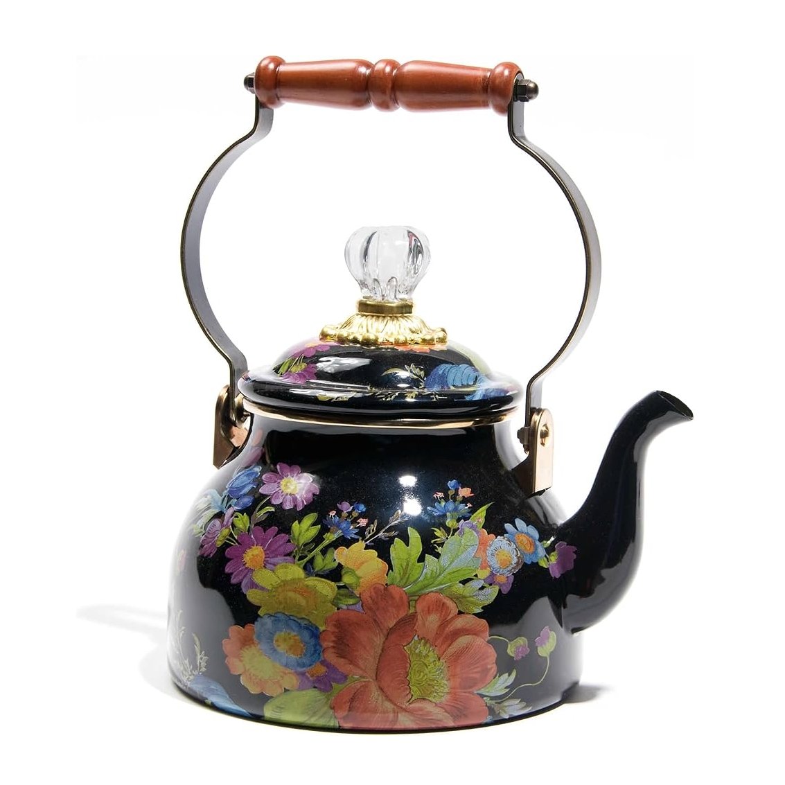 Flower Market 2 Quart Tea Kettle — Black