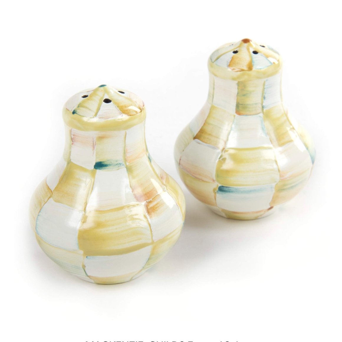 Parchment Check Enamel Salt & Pepper Shakers