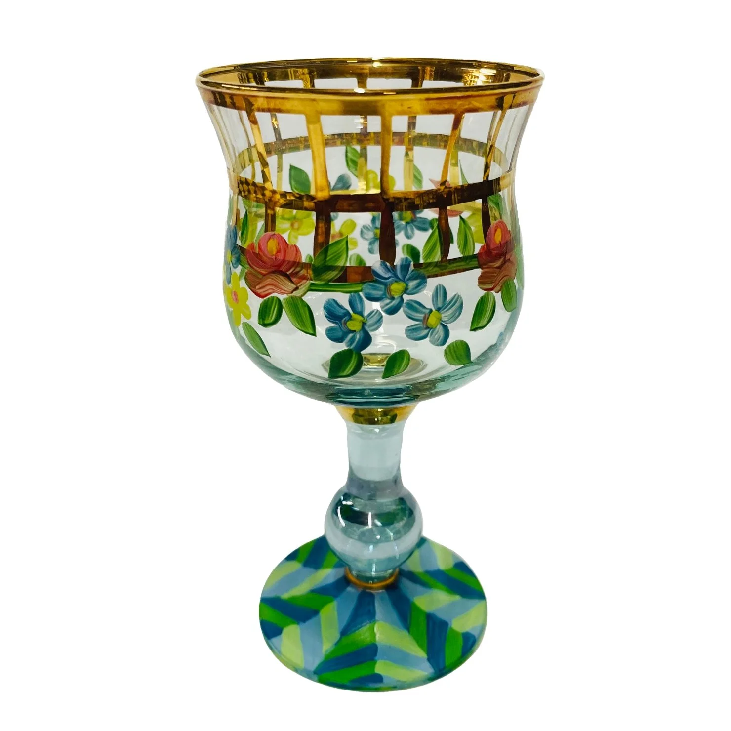 MacKenzie-Childs Tattersall Wine Glass
