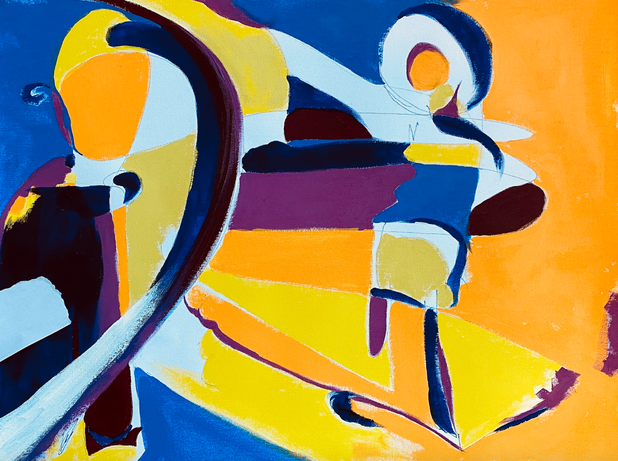 Joanne Barrett, Descent, acrylic on canvas paper, 18x24 