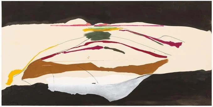 New Paths, 1973, Acrylic and marker on canvas, 54 3/4 x 109 inches (139.1 x 276.9 cm)