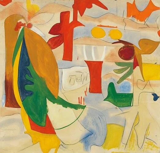 Abstract Landscape, 1951, Oil and charcoal on sized, primed canvas, 69 x 71 7/8 inches (175.3 x 182.6 cm)