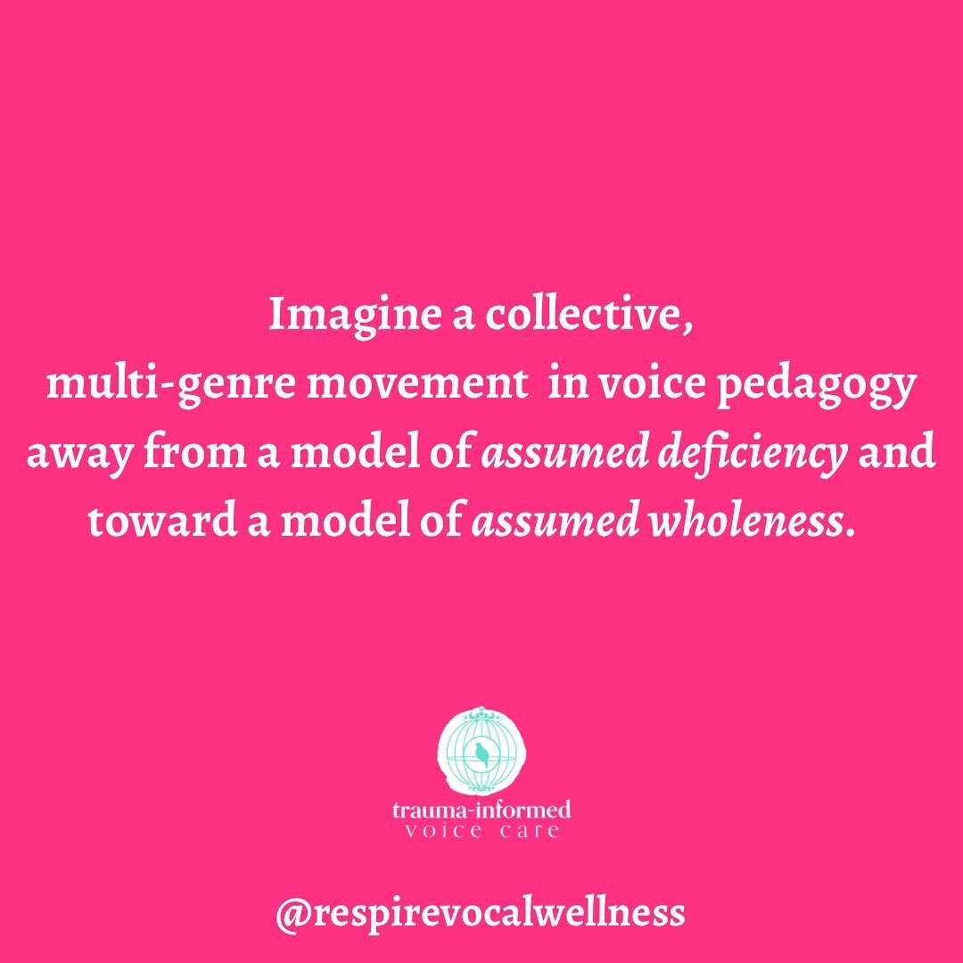 Particularly in the Western classical tradition, it is often implicitly understood that the purpose of walking into a voice lesson is to get better, to be corrected, to be somehow different than we currently are&mdash;that voice work operates in the 