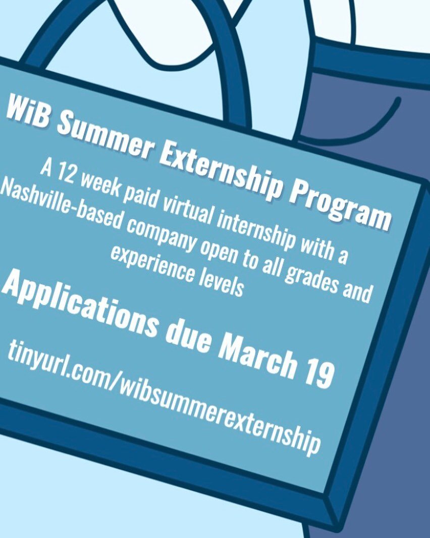 The Women in Business Externship Program is a 12-week long, fully virtual business internship for womxn that takes place over the summer. You will be matched with a prestigious, Nashville firm based on your skillset and industry interests. The Extern